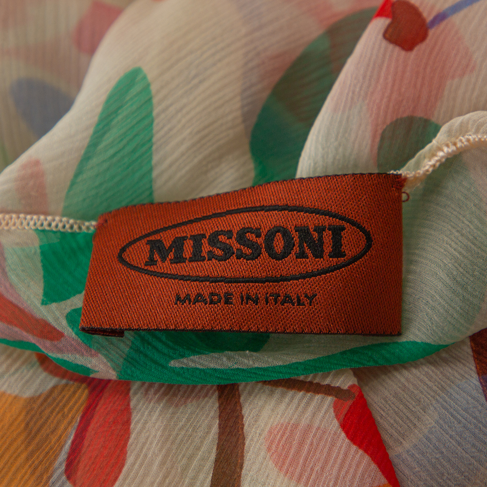 Missoni Cream Floral Print Crepe Sheer Maxi Dress M