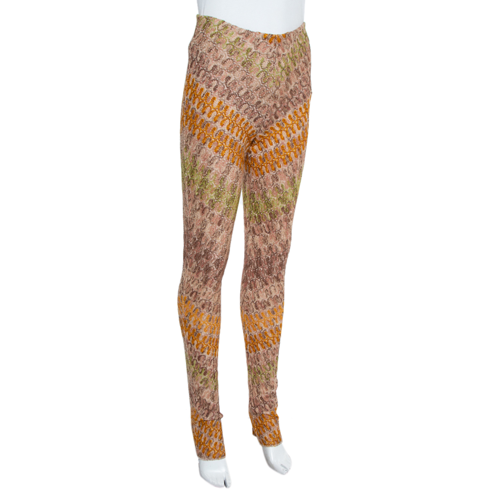 Missoni Multicolor Crocheted Knit Straight Leg Trousers S