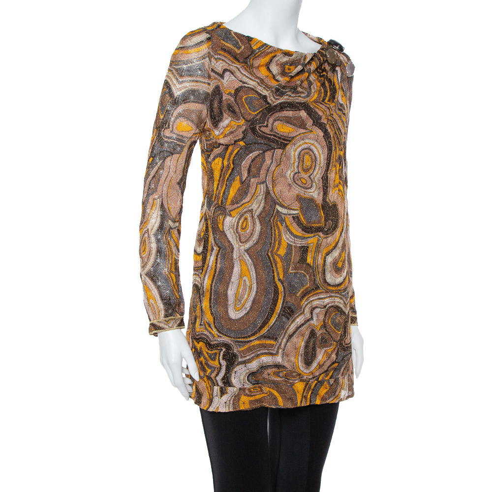 Missoni Multicolor Lurex Knit Bead Embellished Tunic M