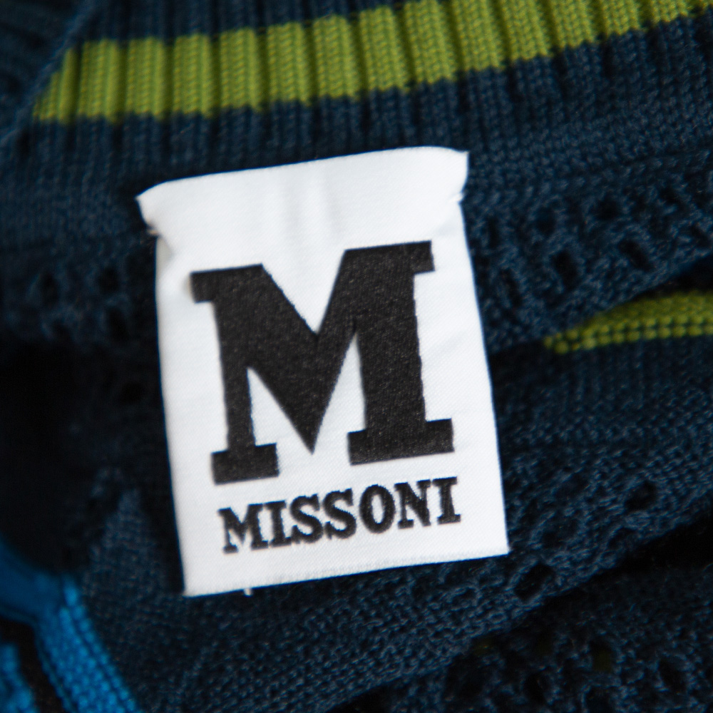 M Missoni Multicolor Perforated Knit Fit & Flare Midi Dress M