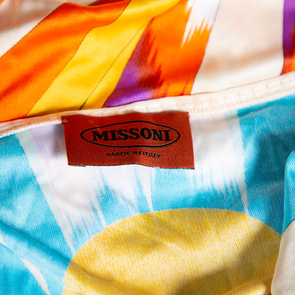 Missoni Multicolour Knit Faux Wrap Ruched Detail Top M