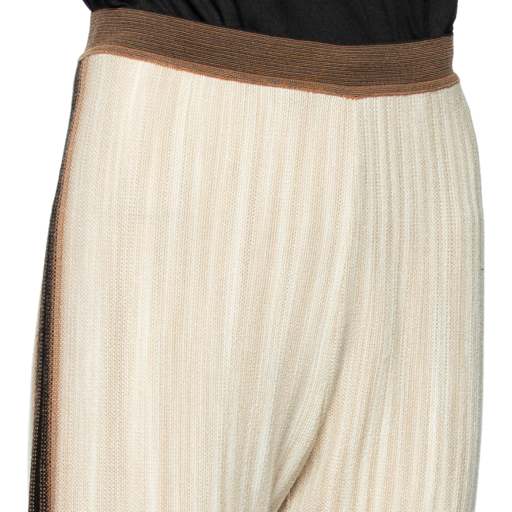 Missoni Beige Wool Side Stripe Detail Flared Leg Pants L