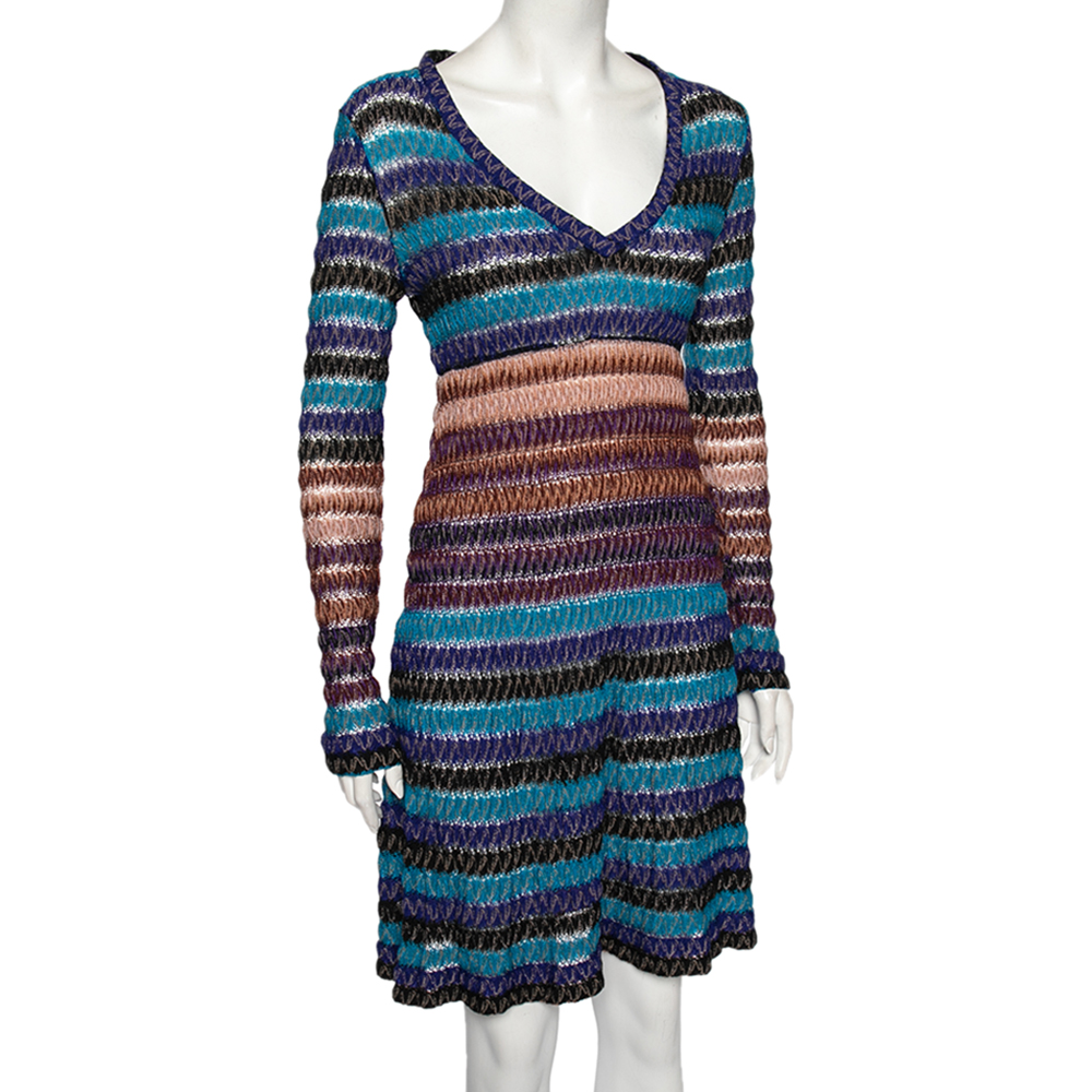 Missoni Multicolored Perforated Wool Knit Long Sleeve Flared Dress, Multicolor
Missoni Multicolored Perforated Wool Knit Long Sleeve Flared Dress, Multicolor
