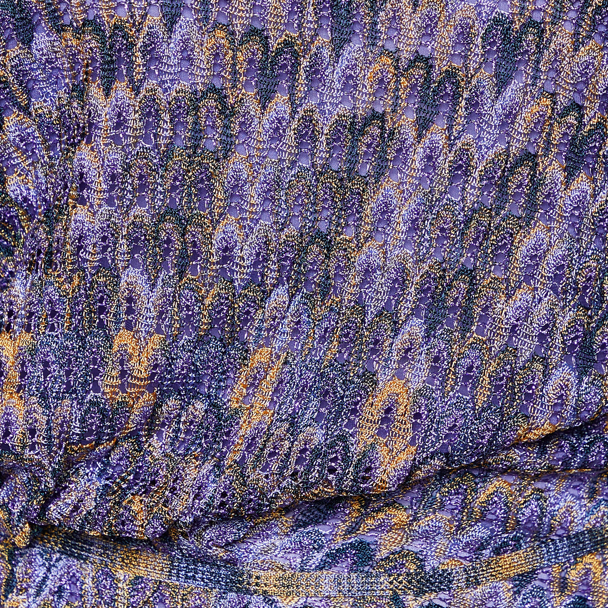 Missoni Purple Lurex Knit Waist Tie Detail Top M