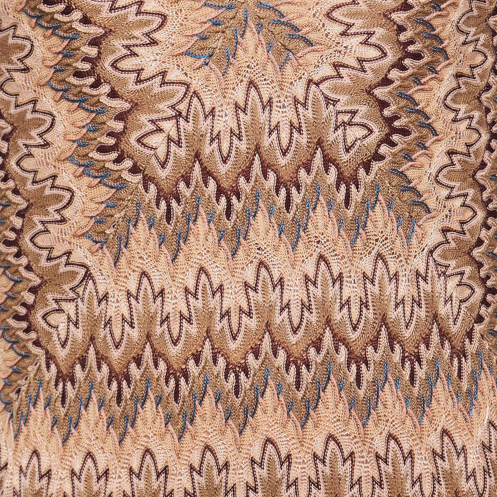Missoni Multicolor Patterned Wool Knit Sleeveless Midi Dress & Lurex Cardigan M