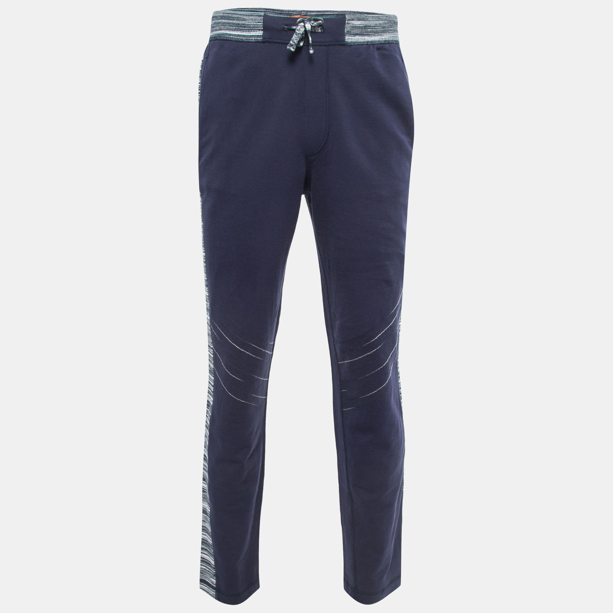 Missoni navy blue cotton drawstring lounge pants m