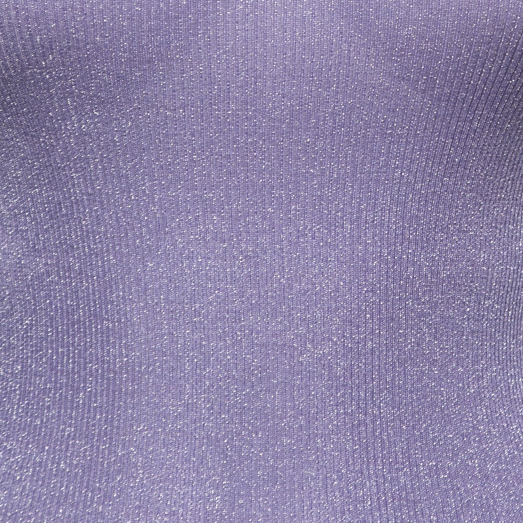 Missoni Purple Lurex Knit High Neck Sleeves Top M