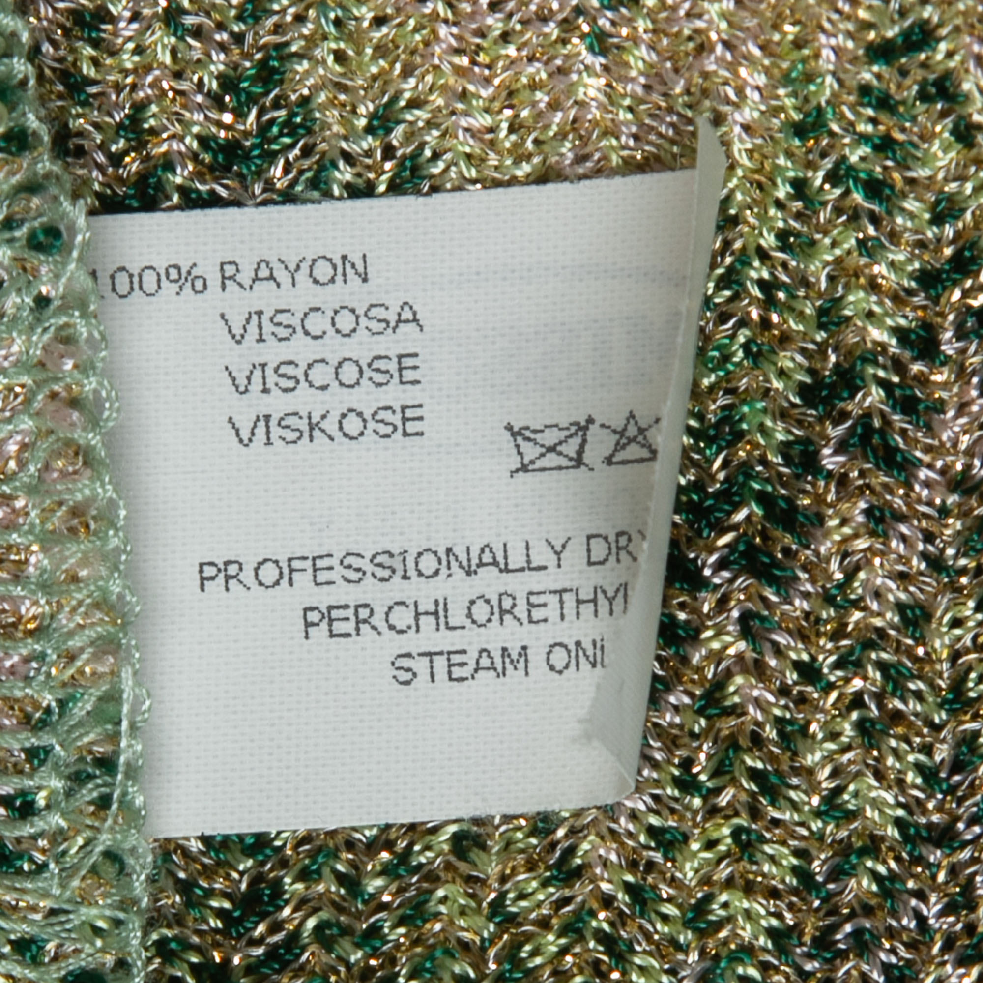 Missoni Multicolor Patterned Lurex Knit Cap Sleeve Short Dress S