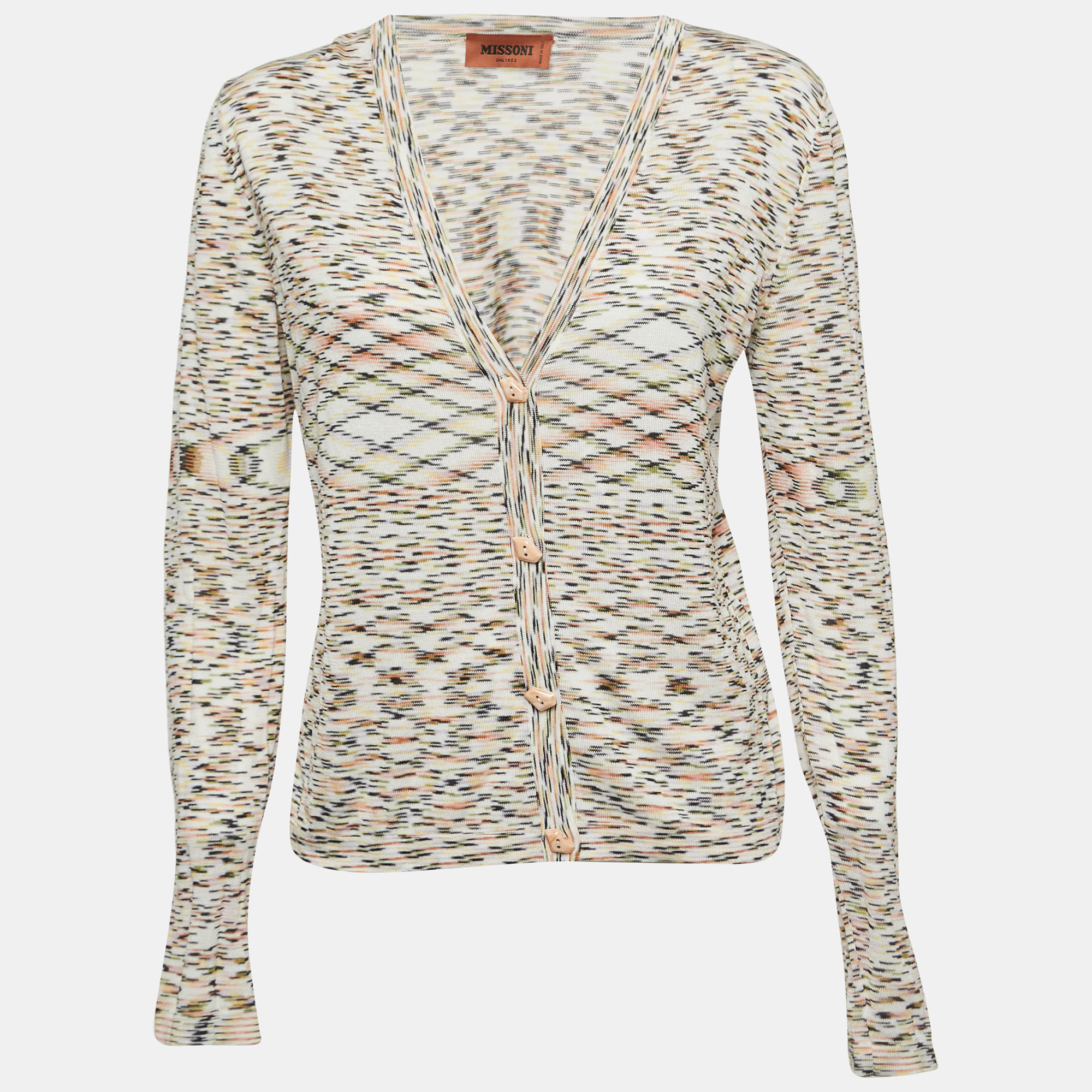 Missoni Multicolor Patterned Knit Buttoned Cardigan L