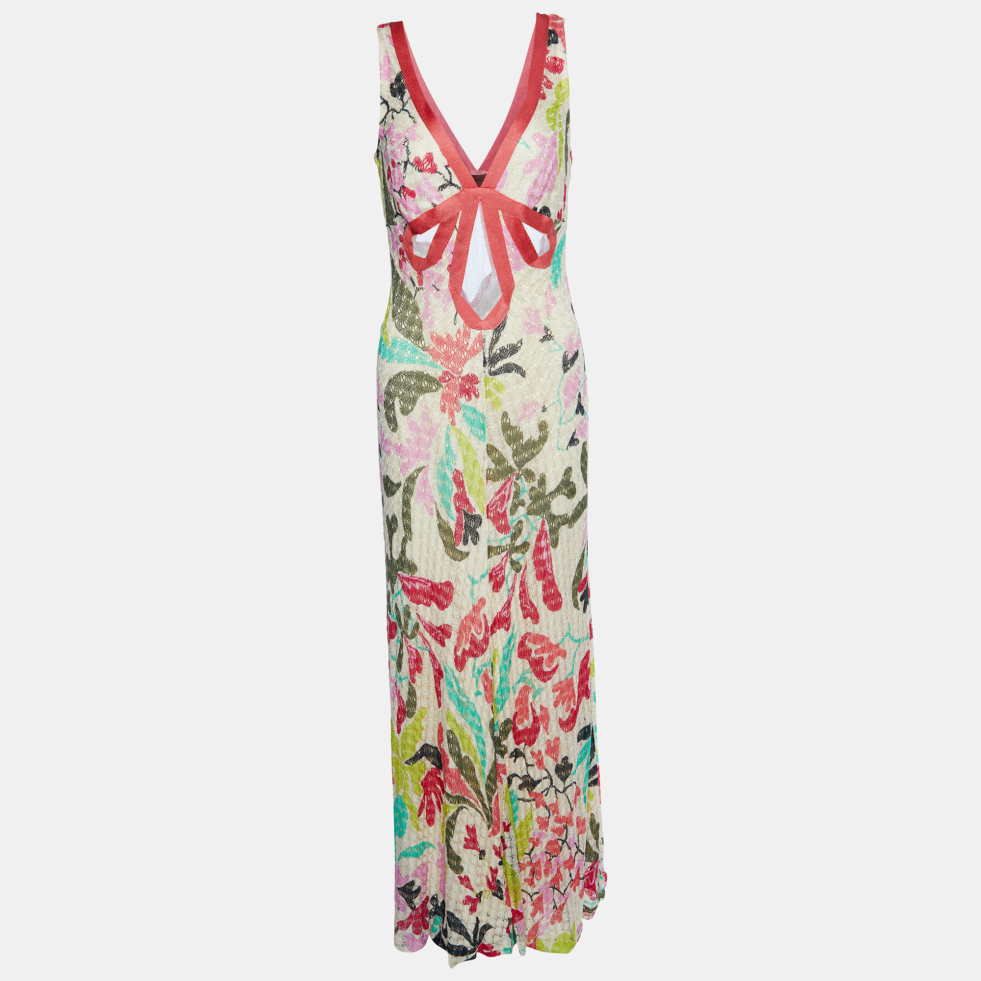 Missoni Multicolor Printed Patterned Knit Sleeveless Maxi Dress M