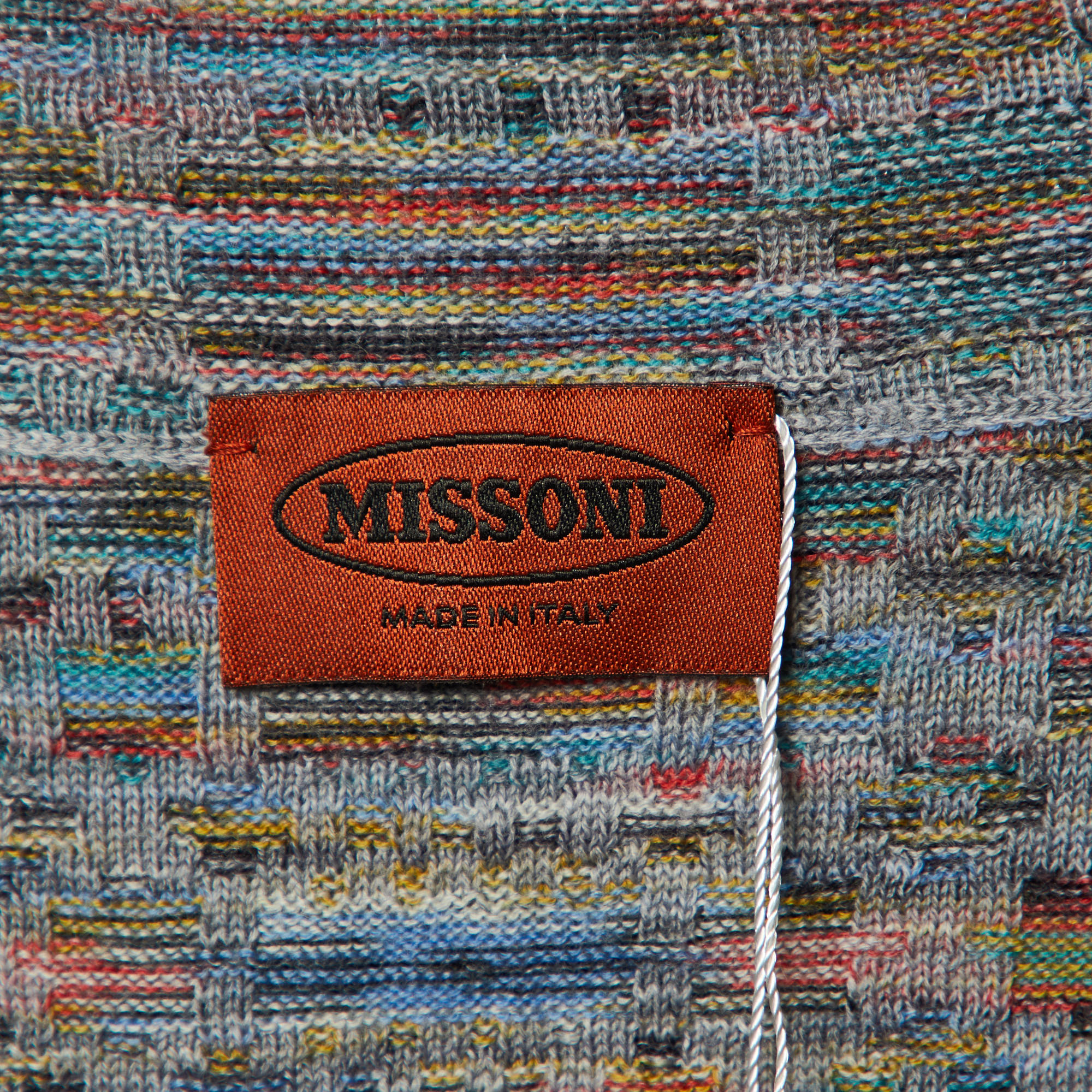 Missoni Grey Patterned Wool Knit Zip Front Jacket XL