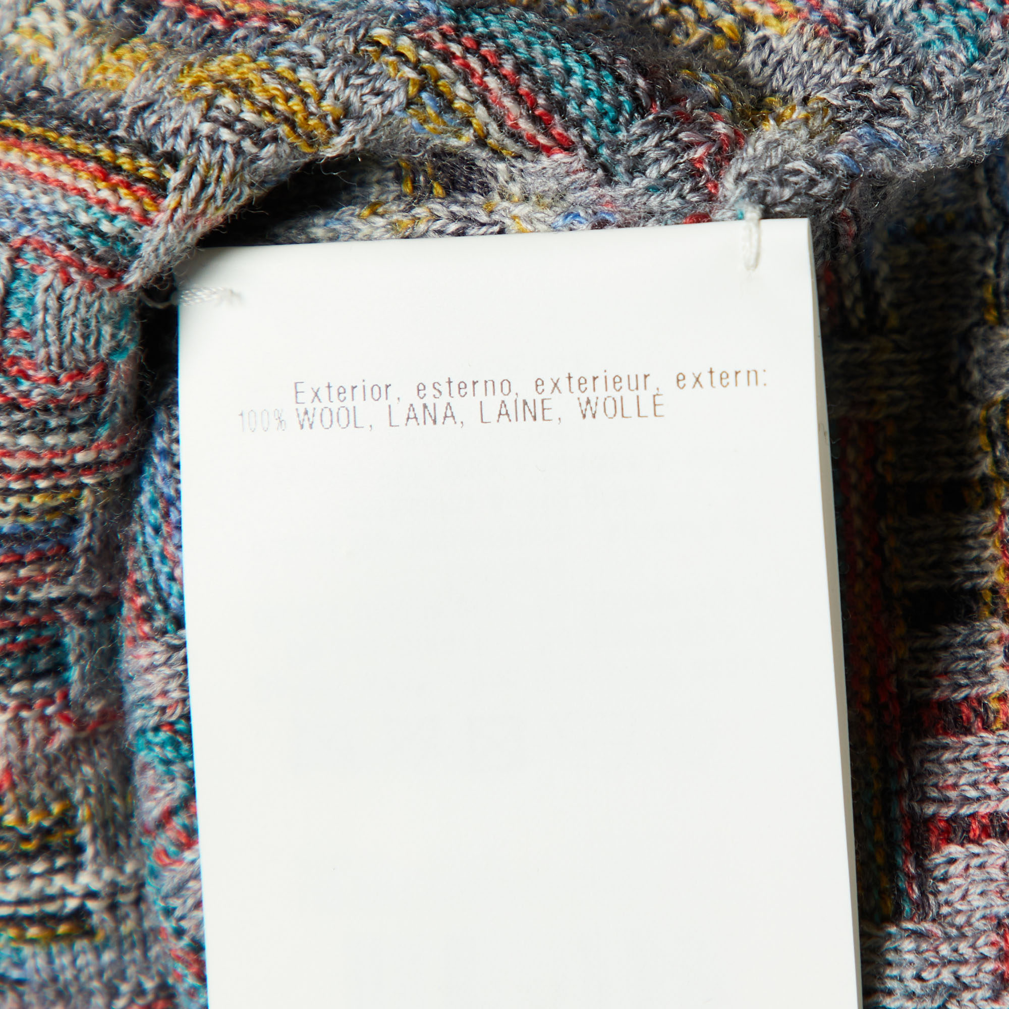 Missoni Grey Patterned Wool Knit Zip Front Jacket XL