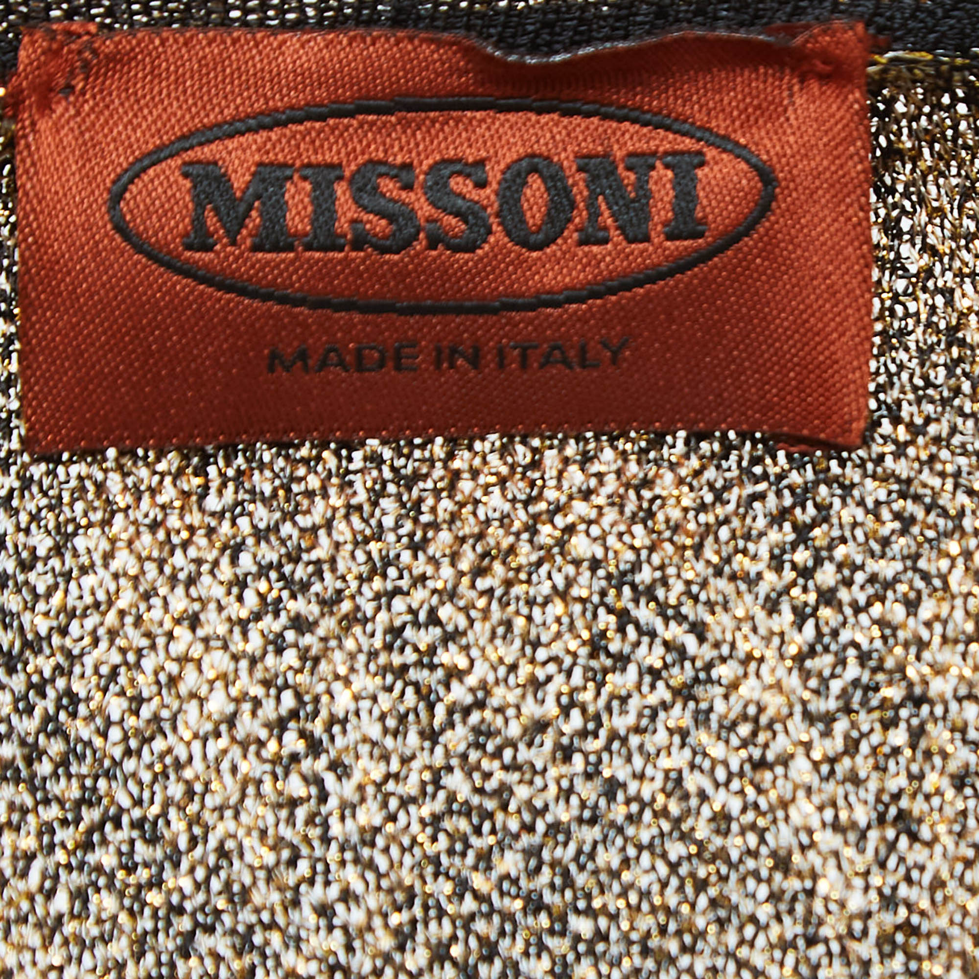 Missoni Black/Gold Patterned Knit Open Front Long Cardigan M