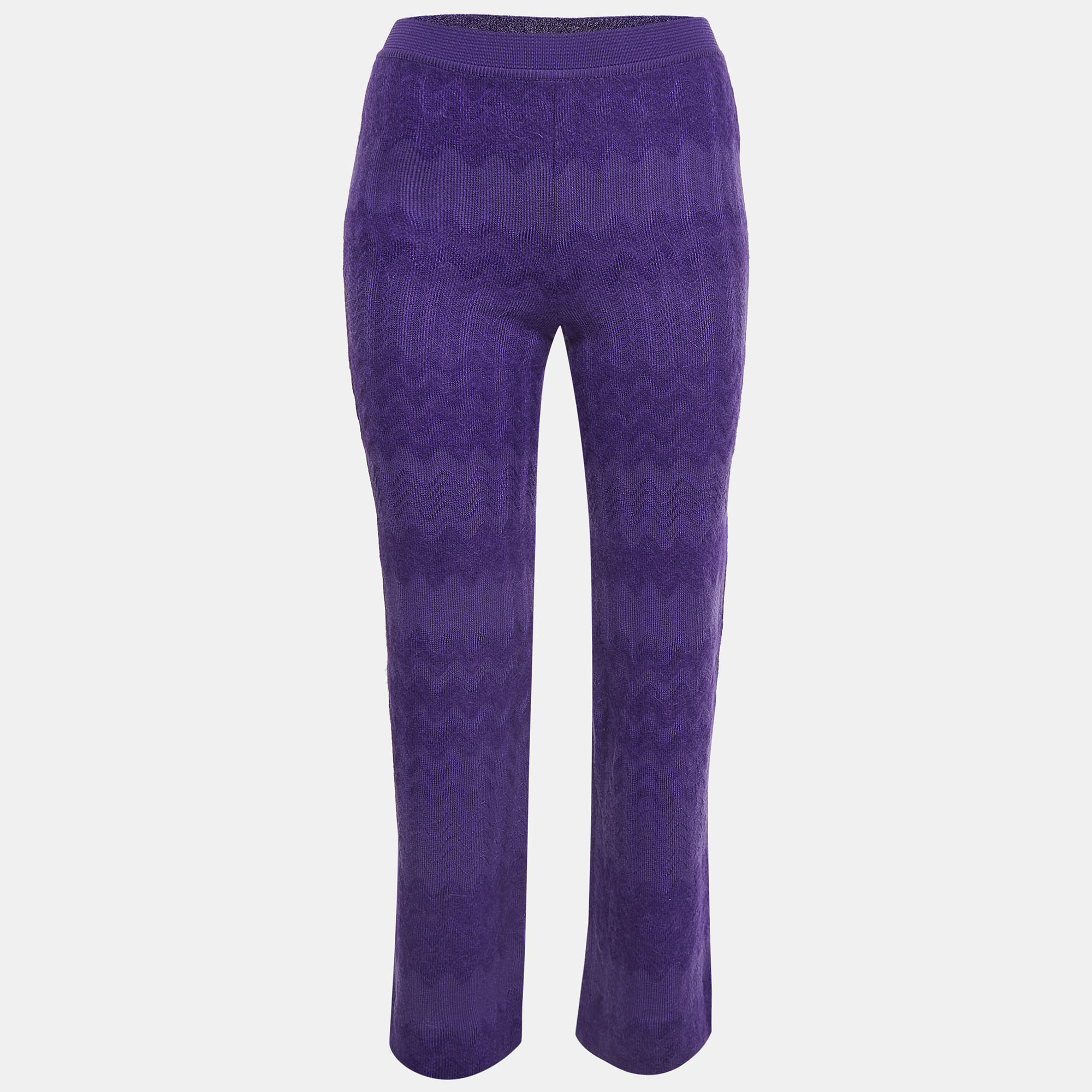 Missoni purple wool blend knit elasticated waist pants s