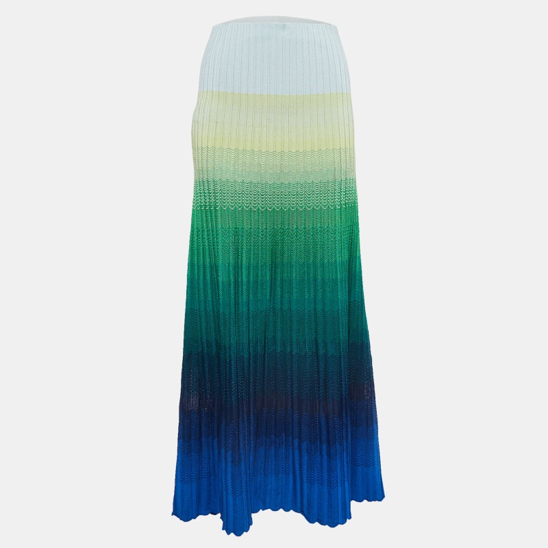 Missoni multicolor chevron knit flared maxi skirt m