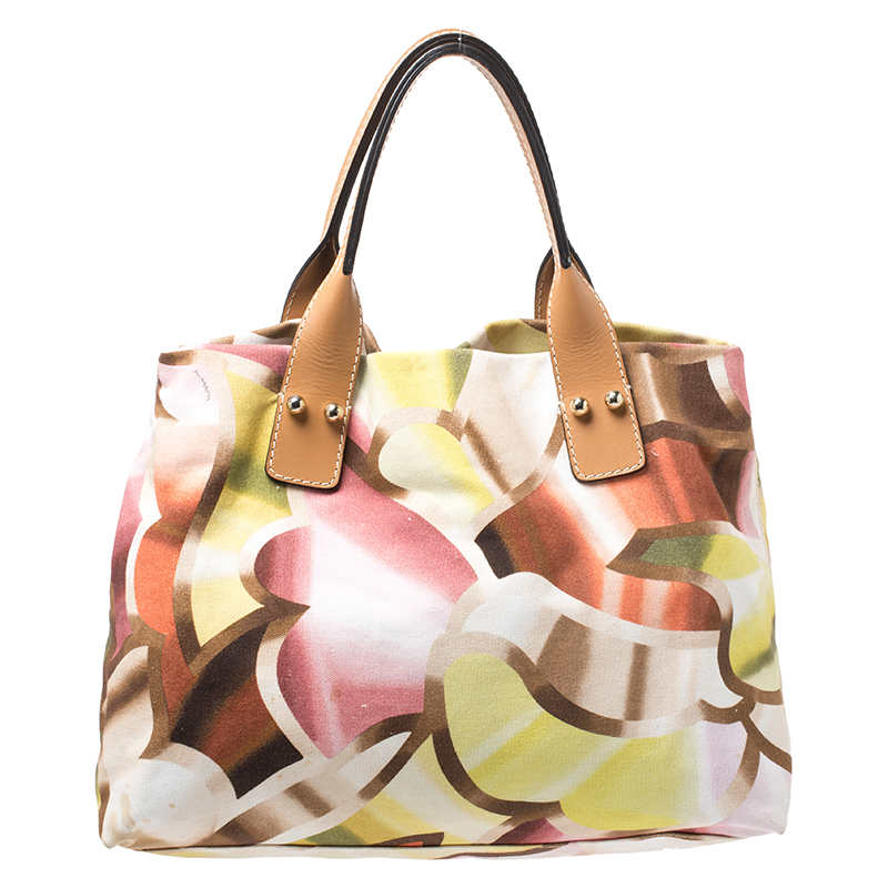 Missoni Multicolor Printed Canvas And Leather Tote