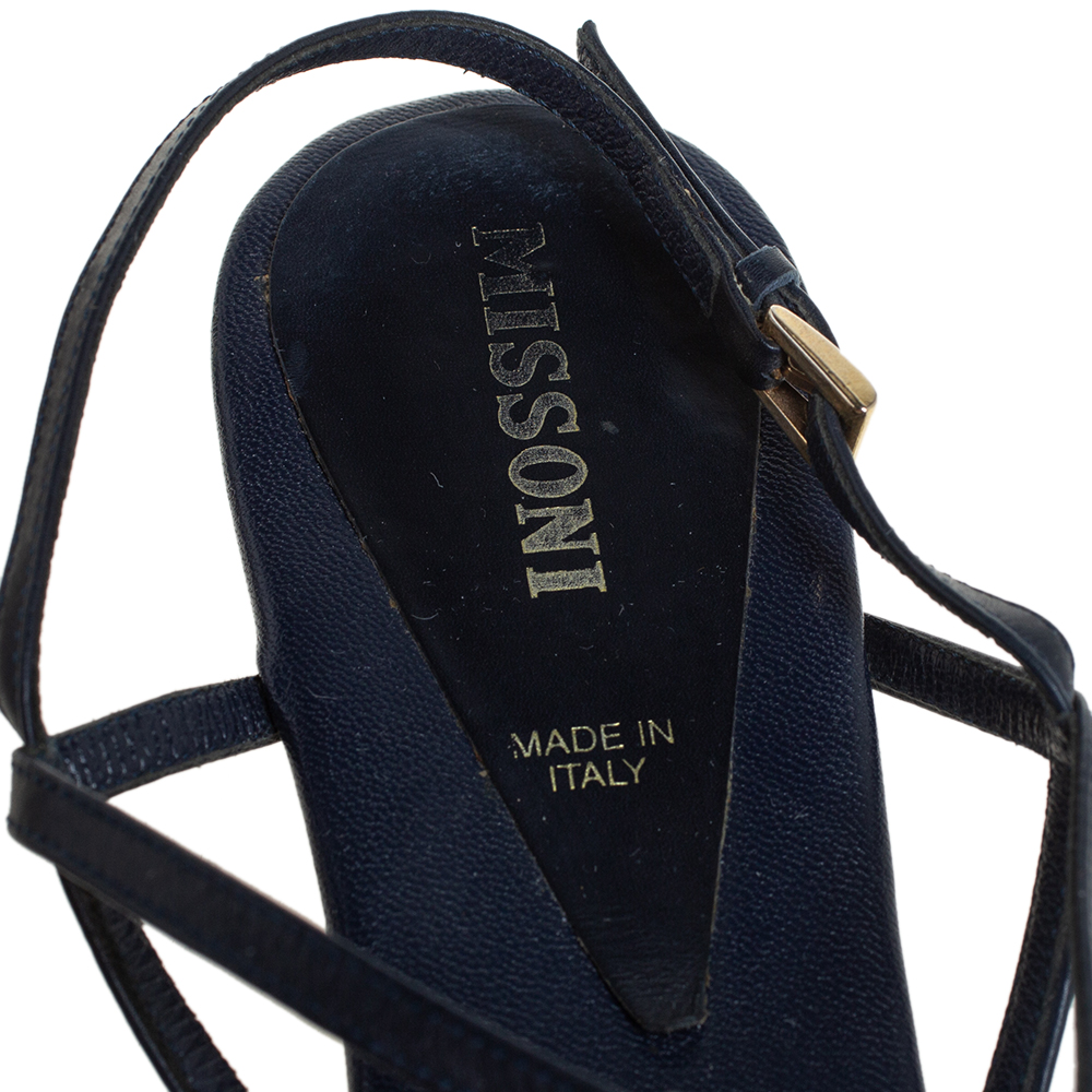 Missoni Blue Leather Thong Sandals Size 37