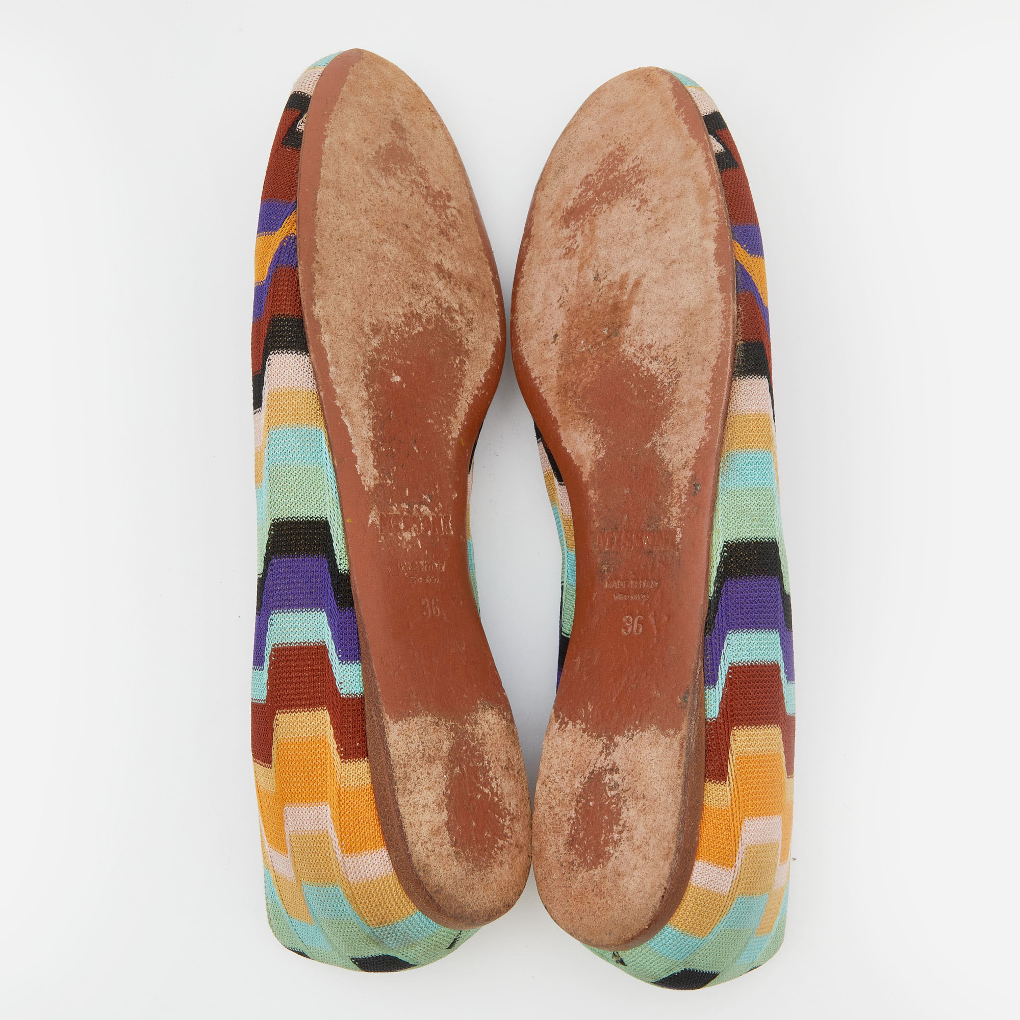 Missoni Multicolor Knit Fabric Ballet Flats Size 36