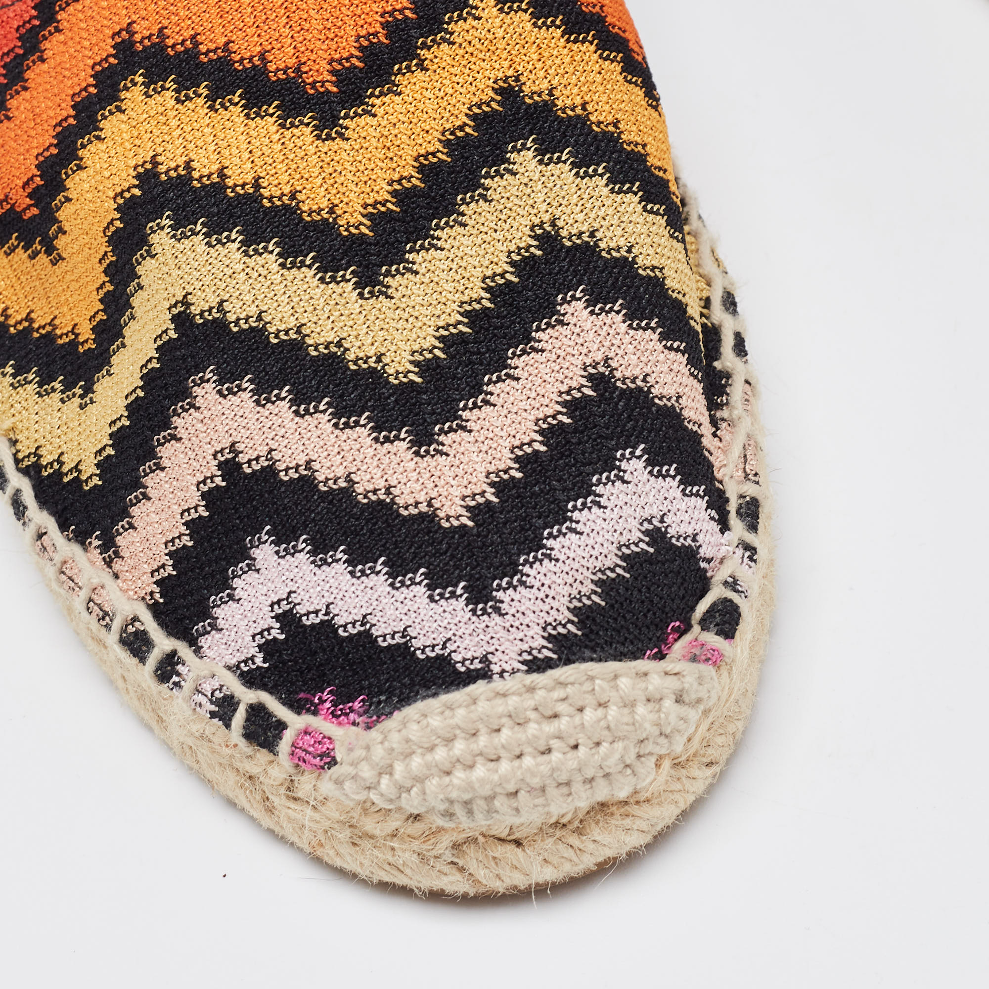Missoni Multicolor Zigzag Knit Fabric Espadrille Flats Size 39
