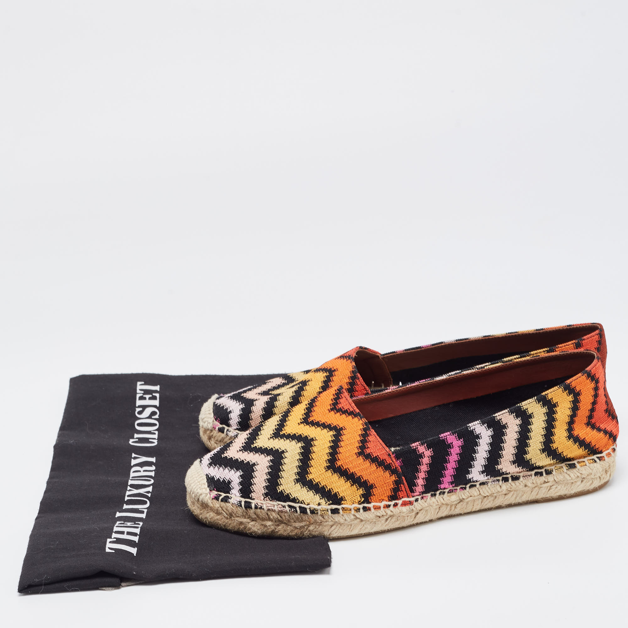 Missoni Multicolor Zigzag Knit Fabric Espadrille Flats Size 39