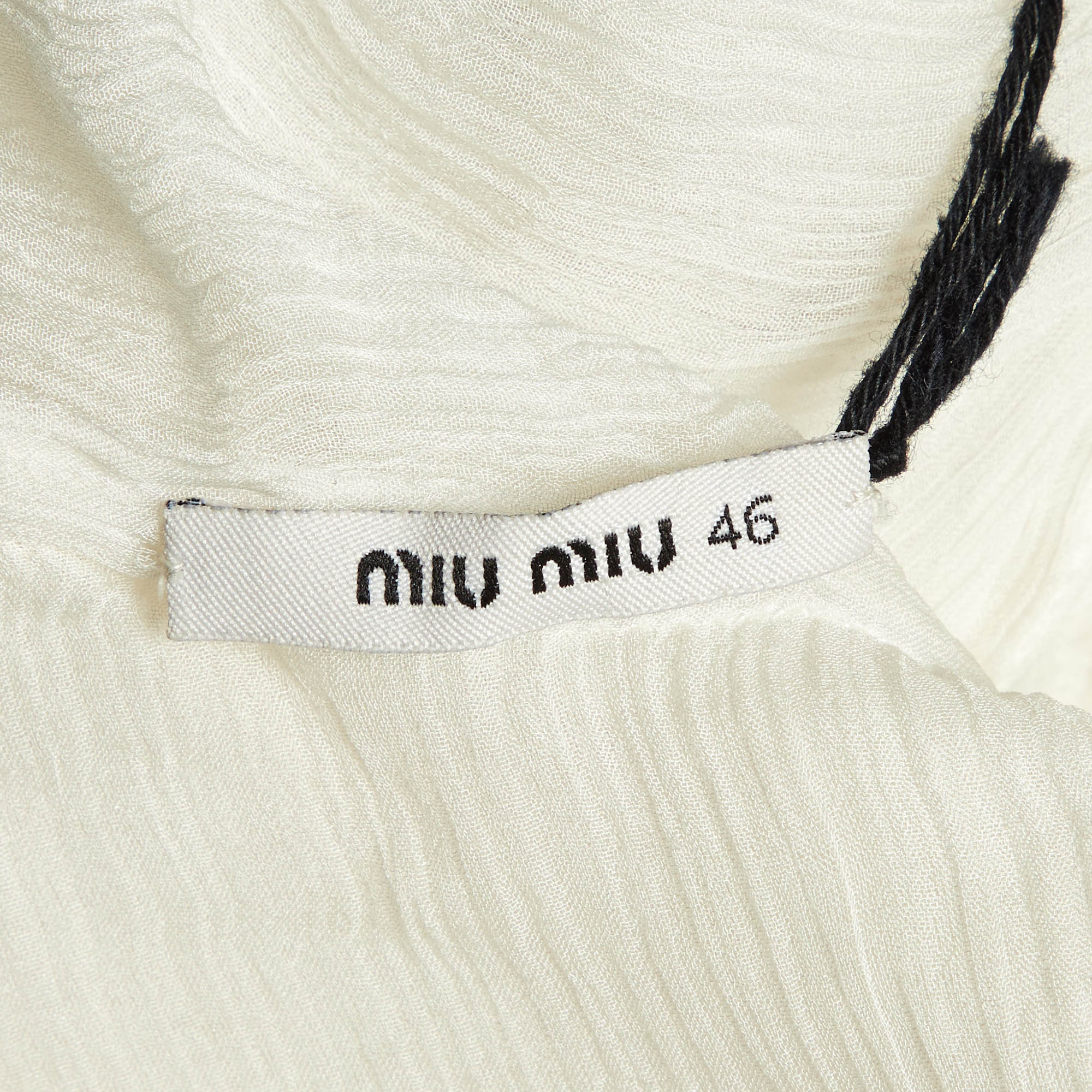 Miu Miu White Silk Georgette Pleated Sheer Tunic L