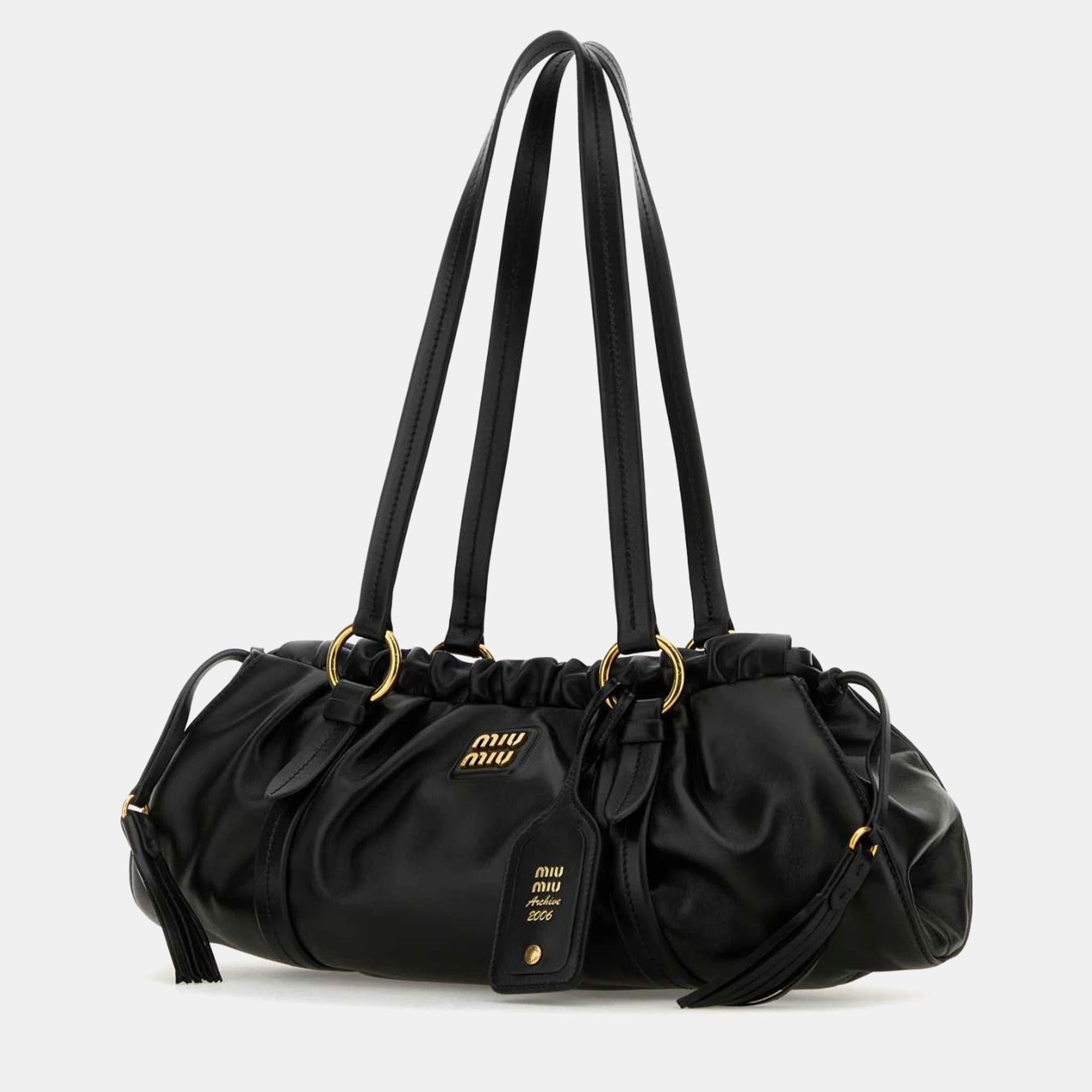 Miu Miu Black Leather Joie Shoulder Bag