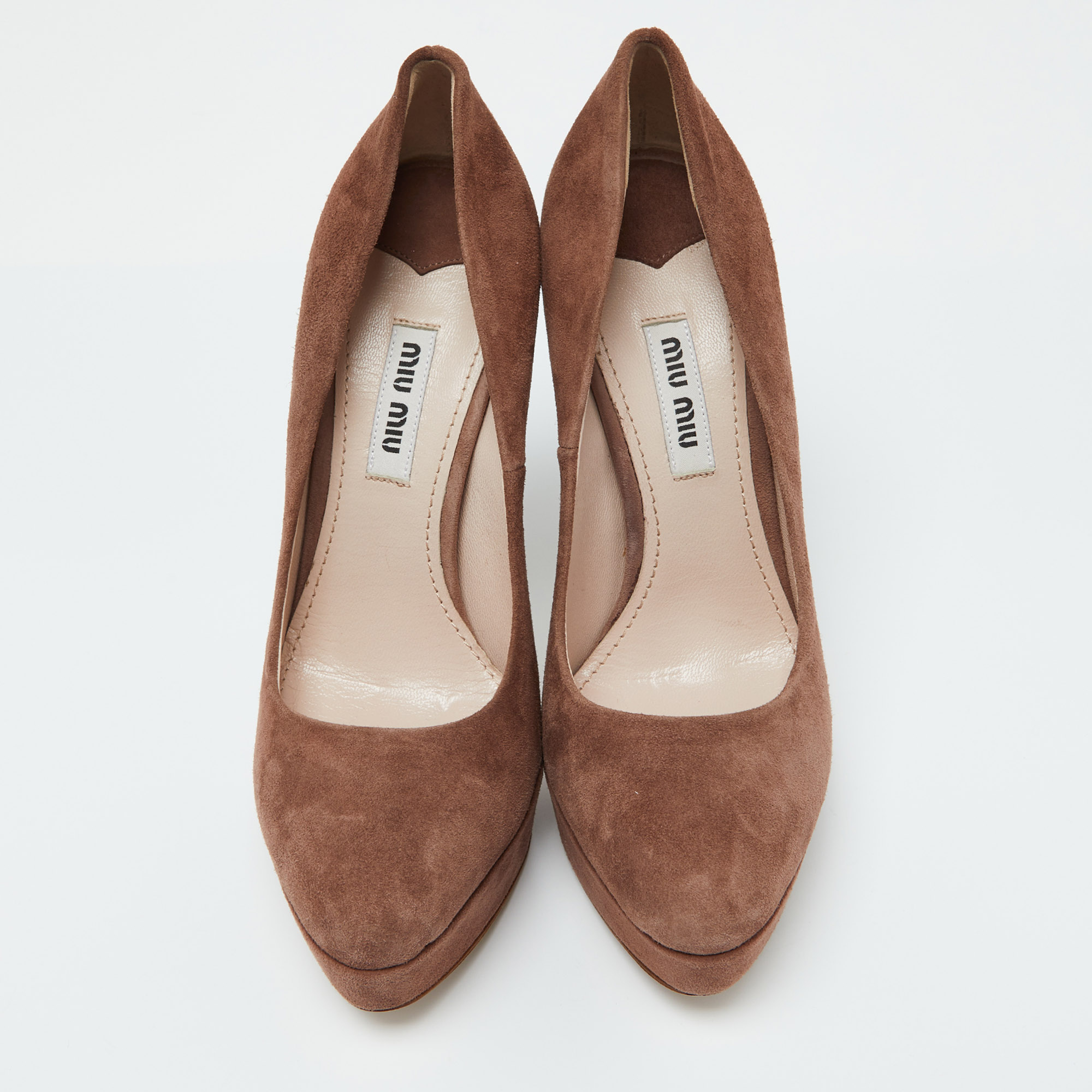 Miu Miu Brown Suede Platform Pumps Size 35