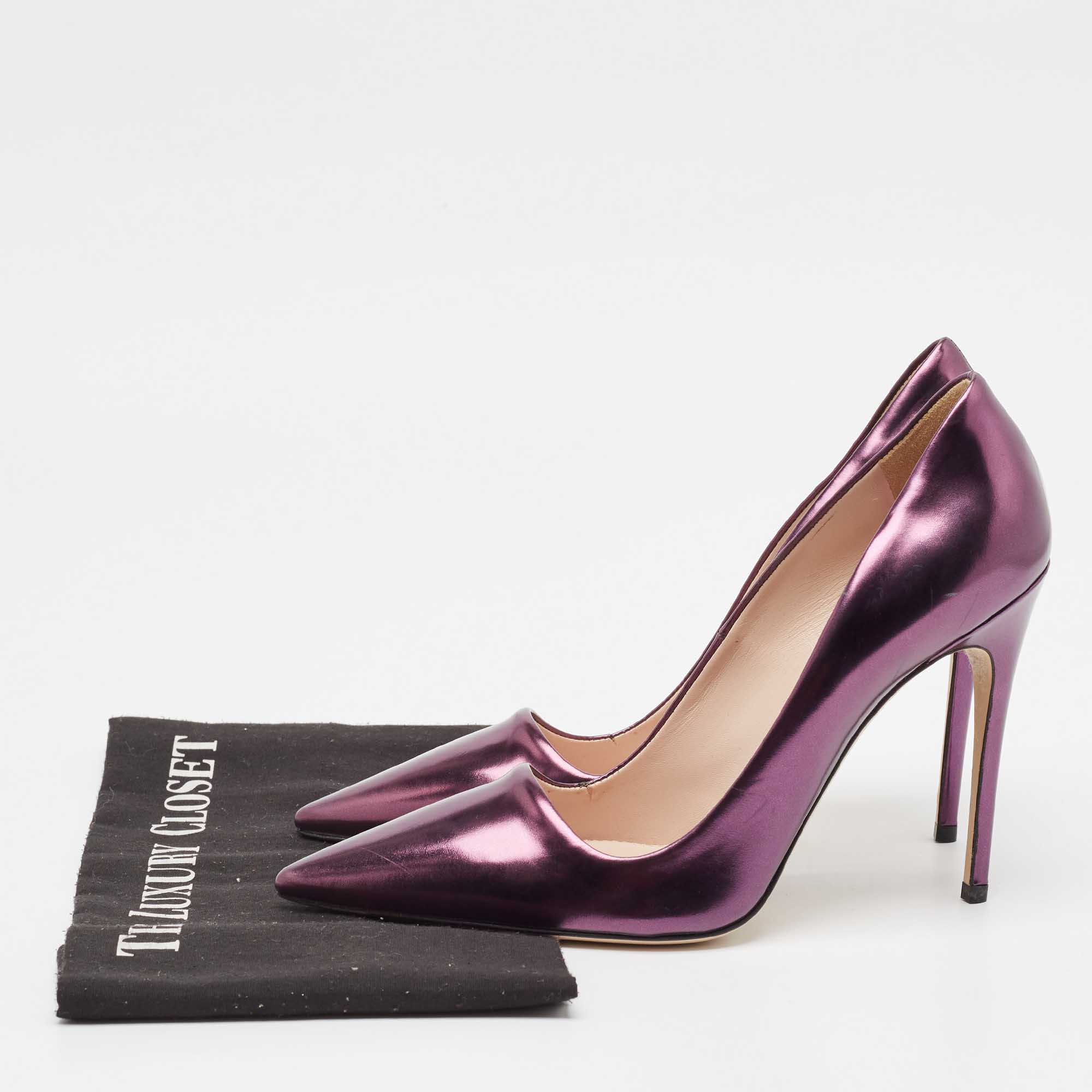 Miu Miu Purple Leather Pointed Toe Pumps Size 38.5