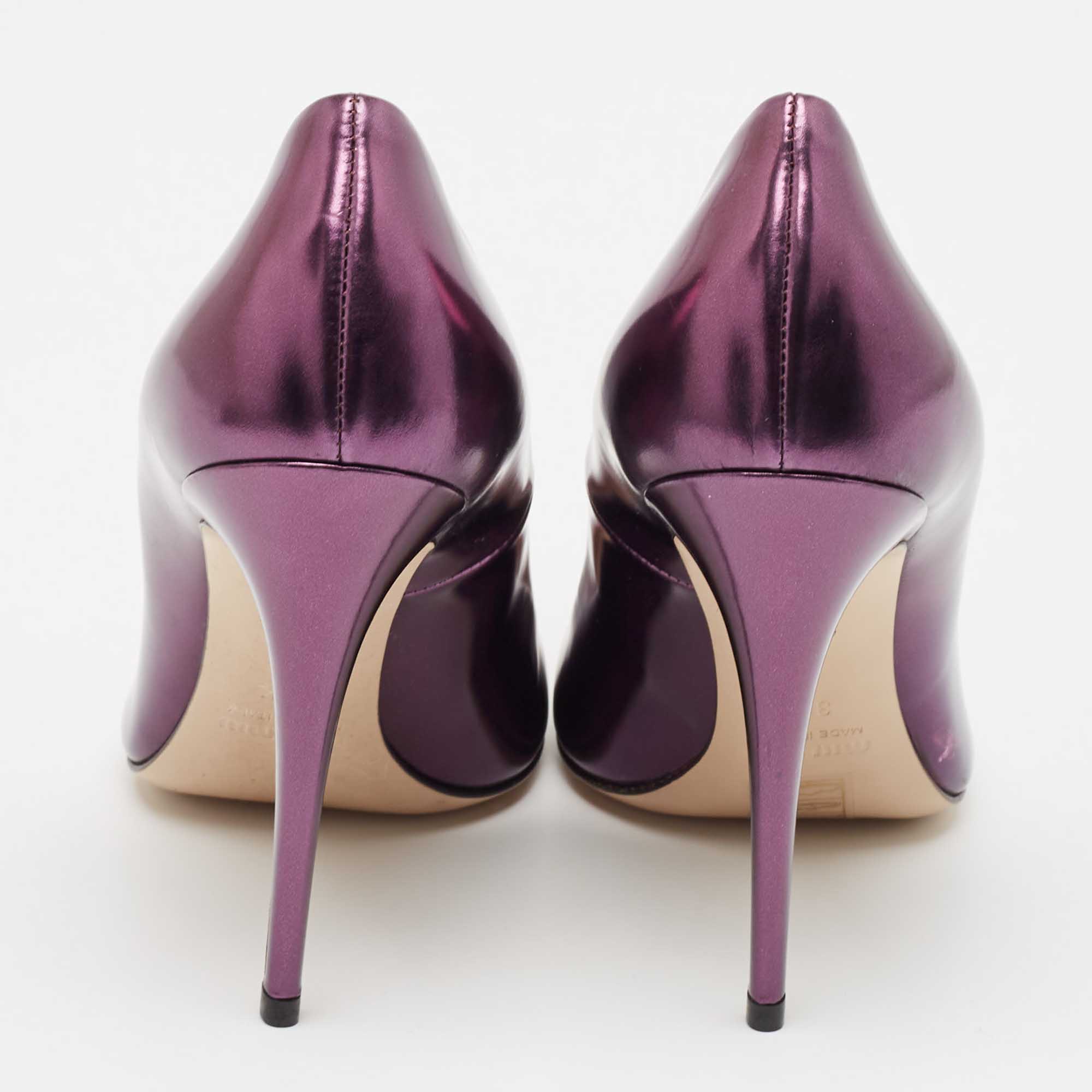 Miu Miu Purple Leather Pointed Toe Pumps Size 38.5