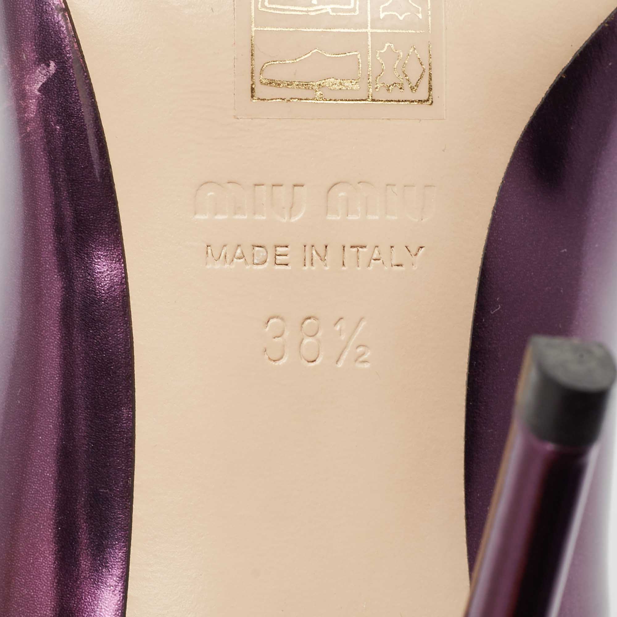 Miu Miu Purple Leather Pointed Toe Pumps Size 38.5