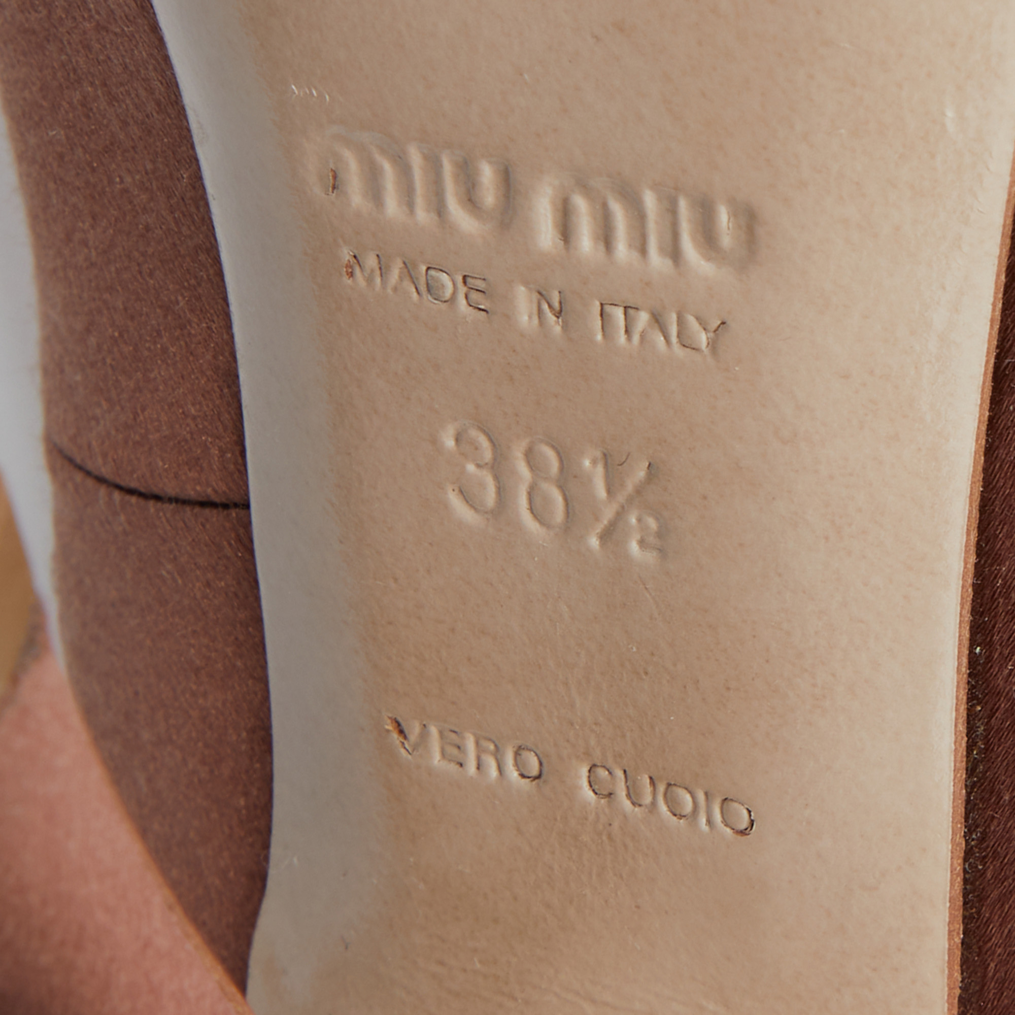 Miu Miu Brown Satin Crystal Embellished Pointed Toe Pumps Size 38.5