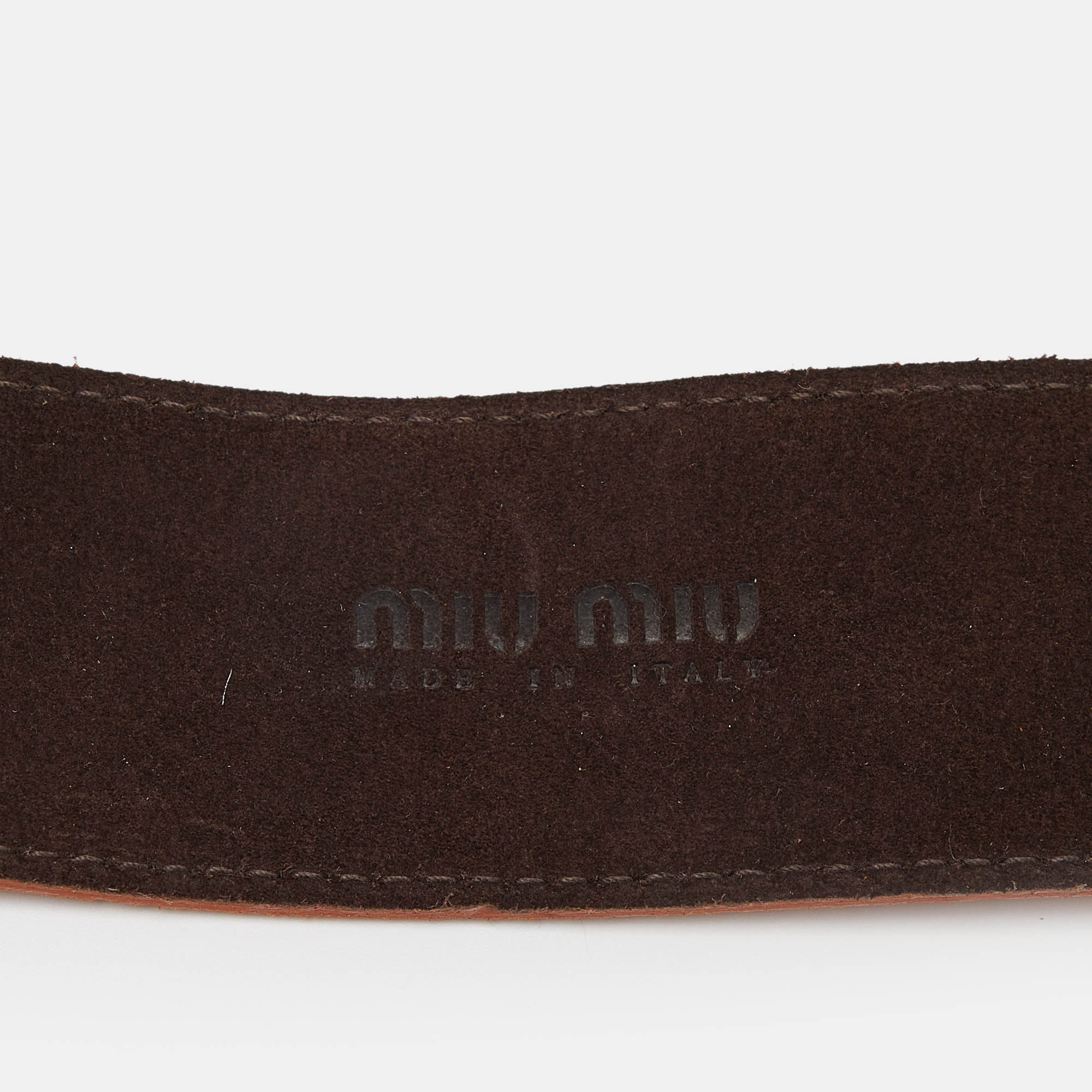 Miu Miu Orange Suede Clasp Belt 70 CM