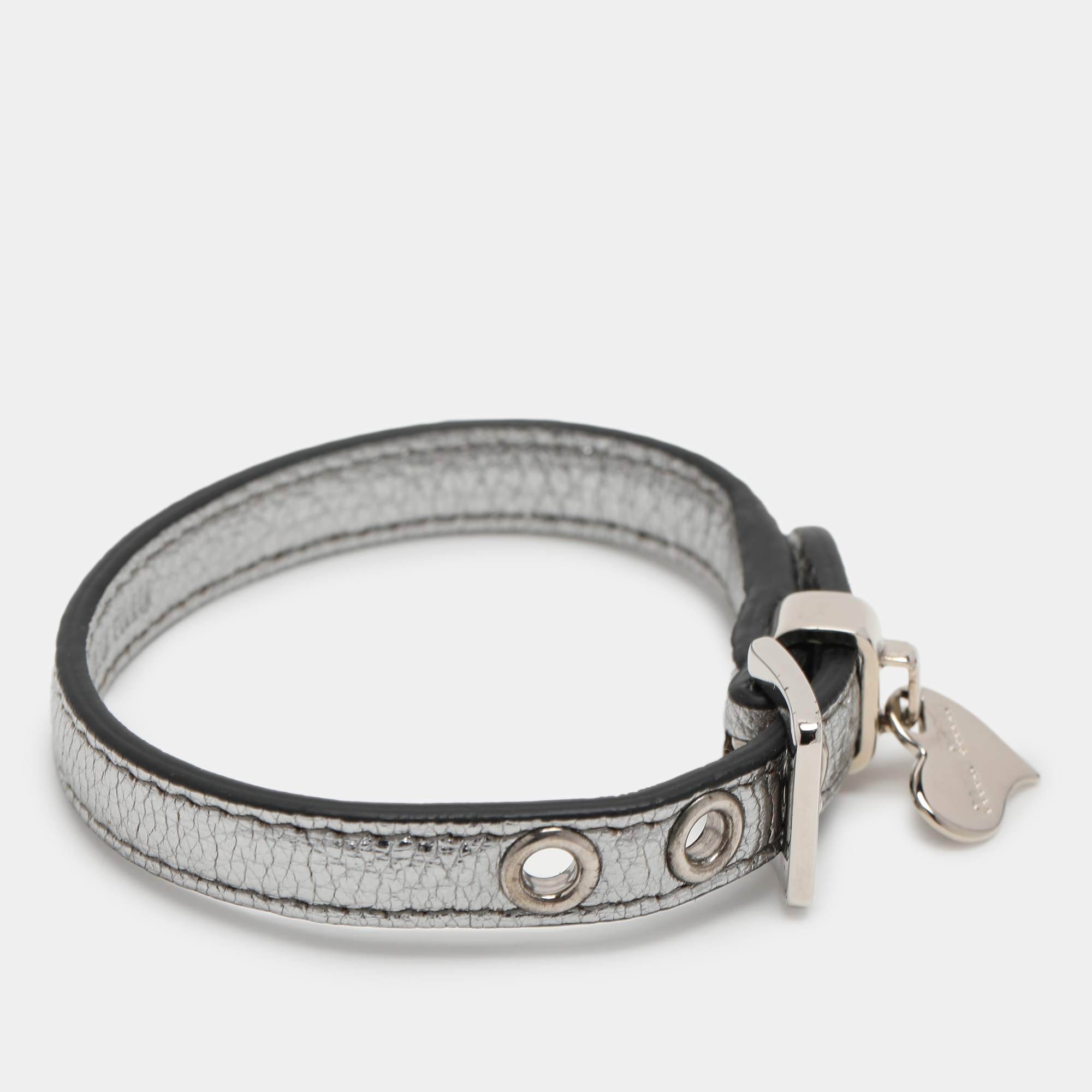 Miu Miu Silver Leather Wrap Bracelet