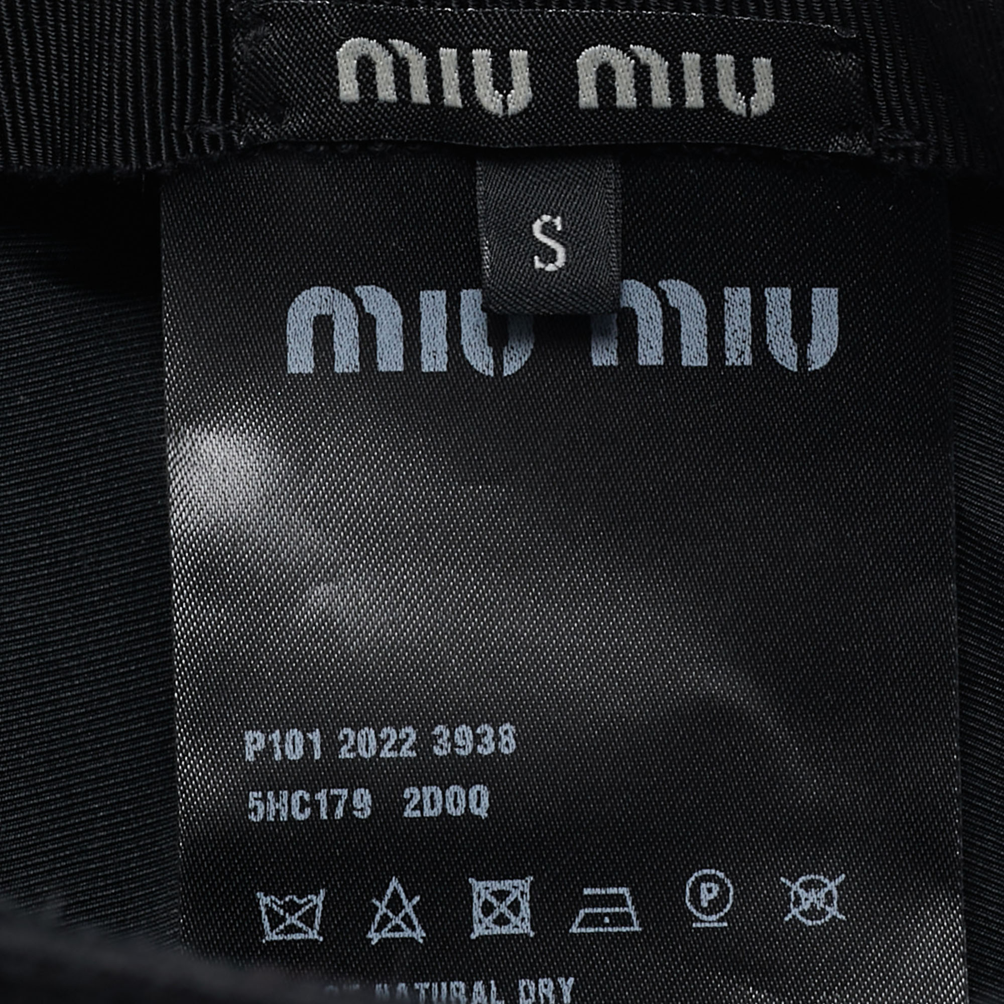 Miu Miu Black Logo Embroidered Cotton Baseball Cap S