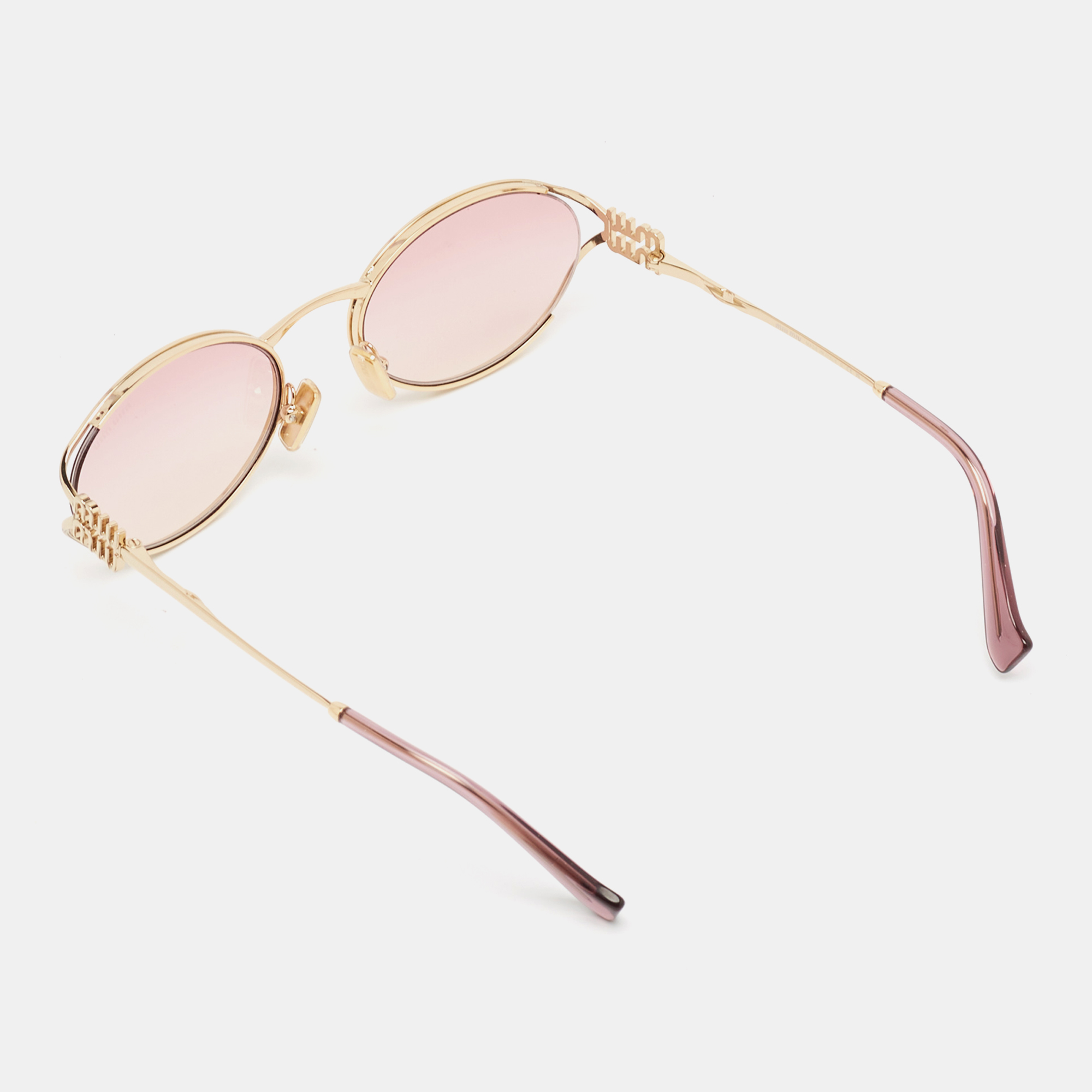 Miu Miu Pink Gradient SMU52Y Logo Oval Sunglasses