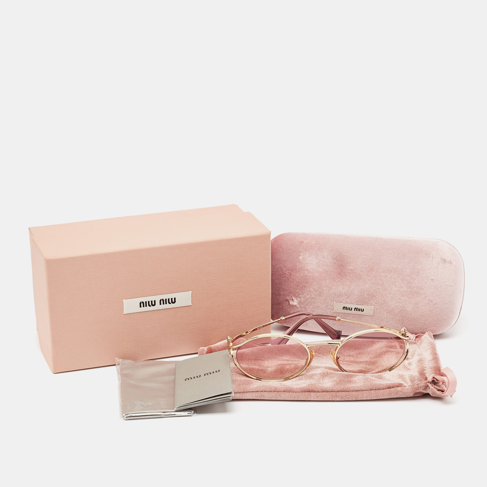 Miu Miu Pink Gradient SMU52Y Logo Oval Sunglasses