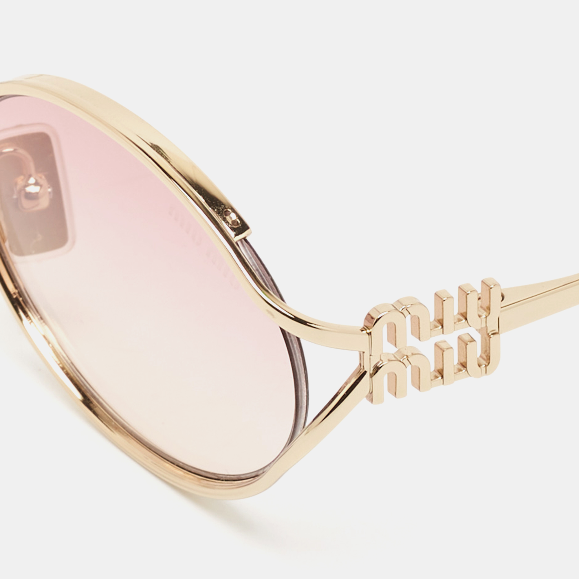 Miu Miu Pink Gradient SMU52Y Logo Oval Sunglasses