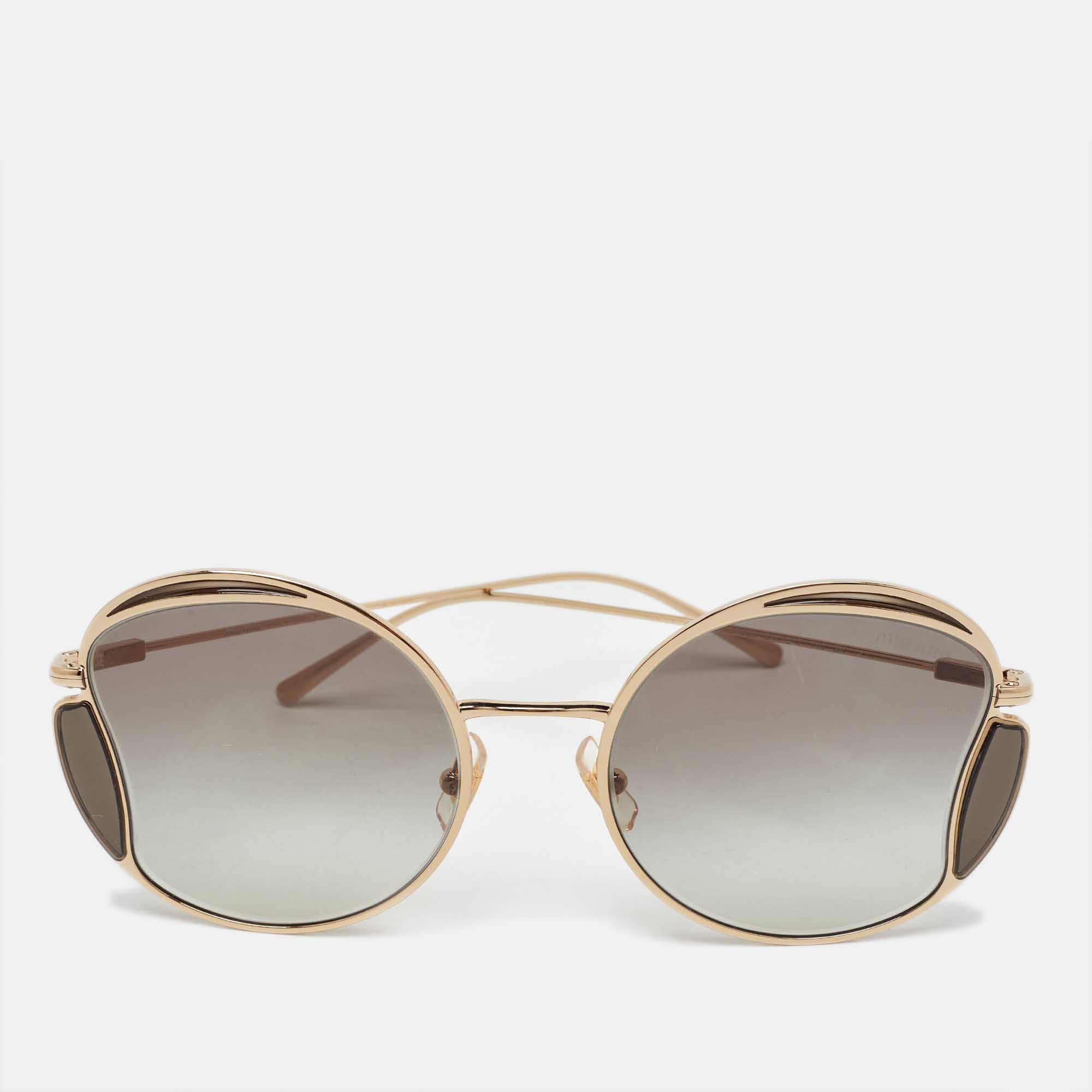 Miu Miu Grey/Gold Tone Gradient SMU 56X Butterfly Sunglasses - Miu Miu - Modalova