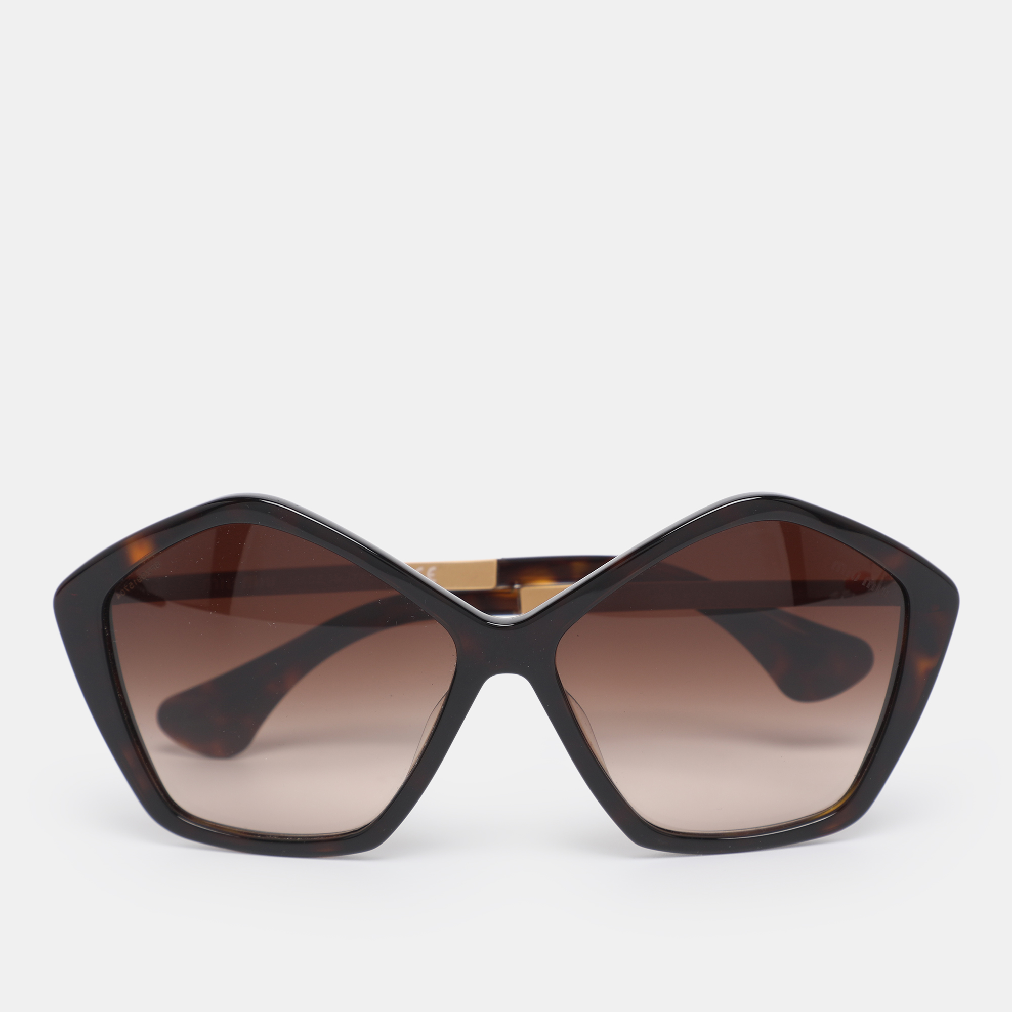 Miu Miu Brown Havana SMU11N Pentagon Gradient Sunglasses - Miu Miu - Modalova