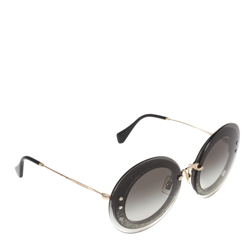 Miu Miu Ombre Shimmer/ Grey Gradient SMU 10R Round Sunglasses