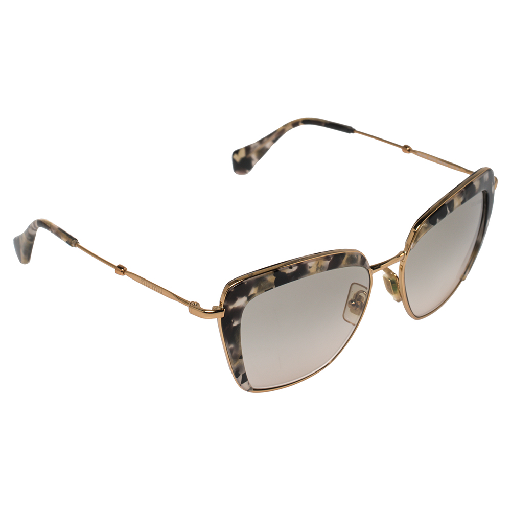 Miu Miu Gold Tone/Grey Tortoise Gradient SMU 52Q Cat Eye Sunglasses
