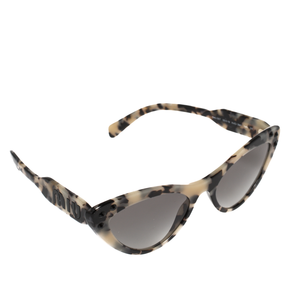 Miu Miu Black/Beige Havana SMU05T Cat Eye Sunglasses