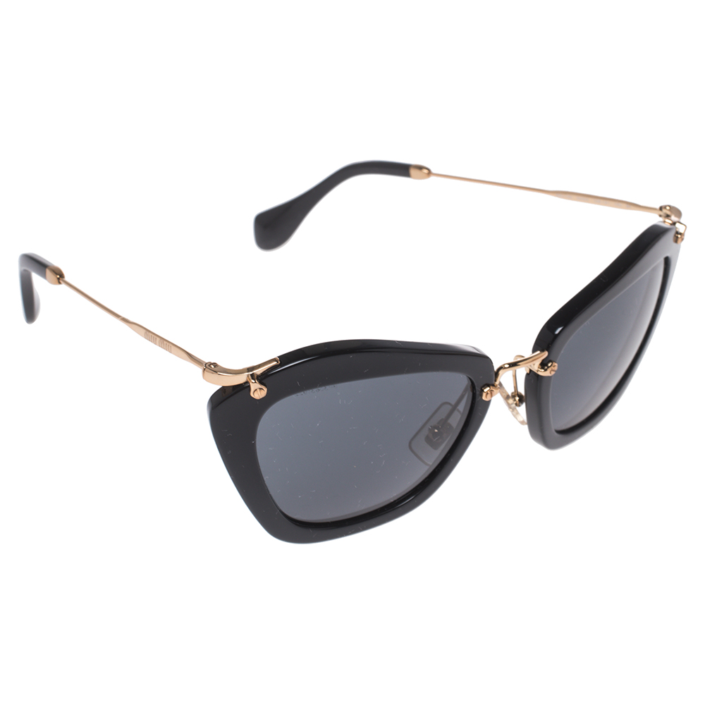 Miu Miu Gold/Black SMU 10N Cat Eye Sunglasses