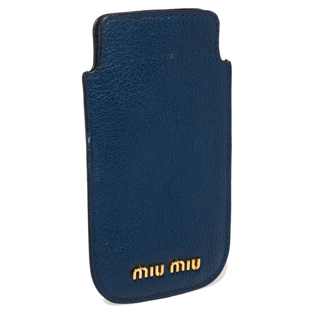Miu Miu Blue Leather Phone Case