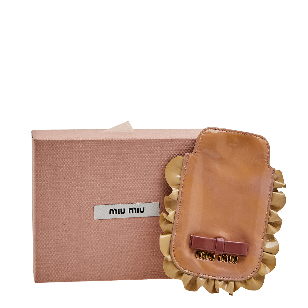 Miu Miu Beige Patent Leather Ruffle Phone Case