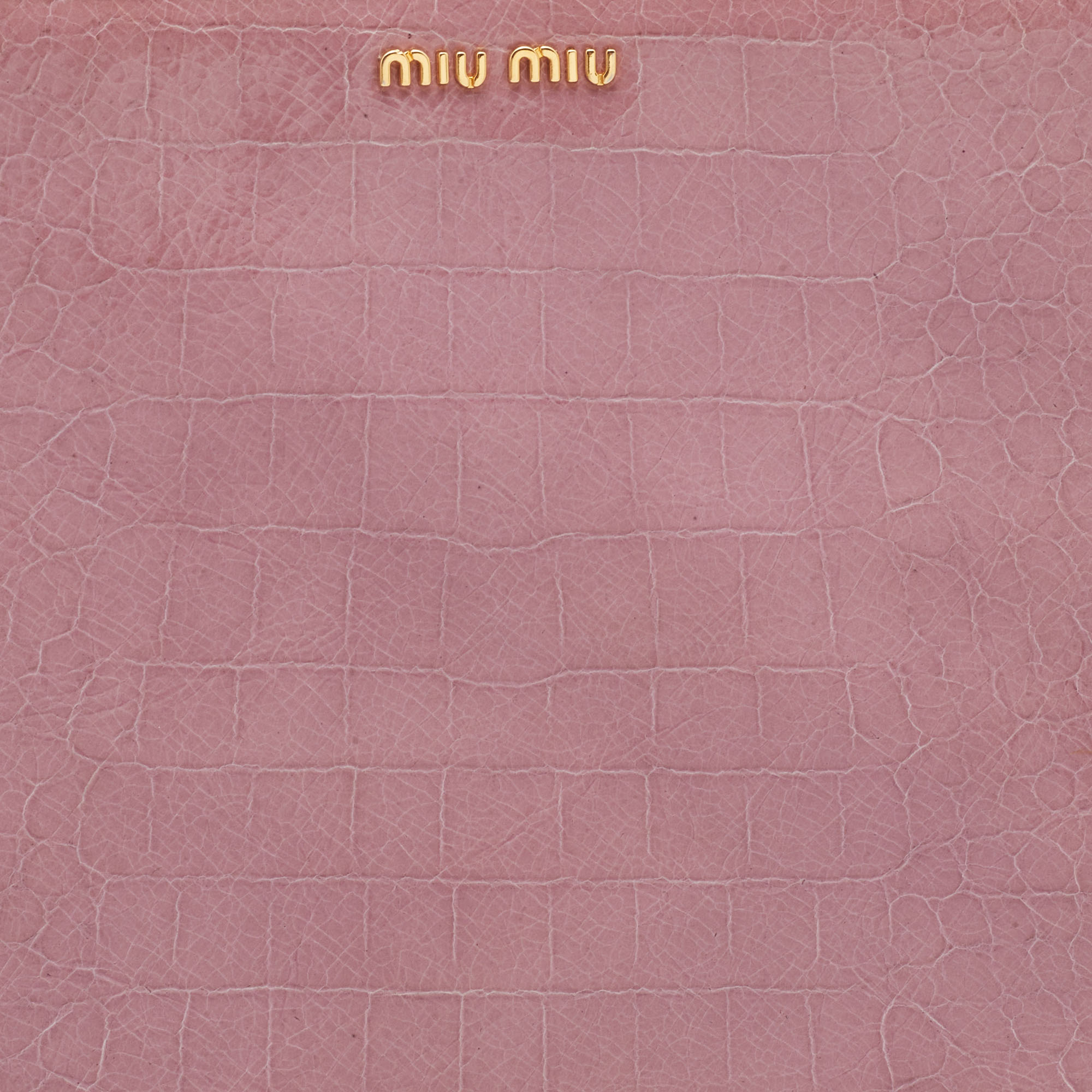 Miu Miu Pink Croc Embossed Patent Leather Zip Around IPad Cover
