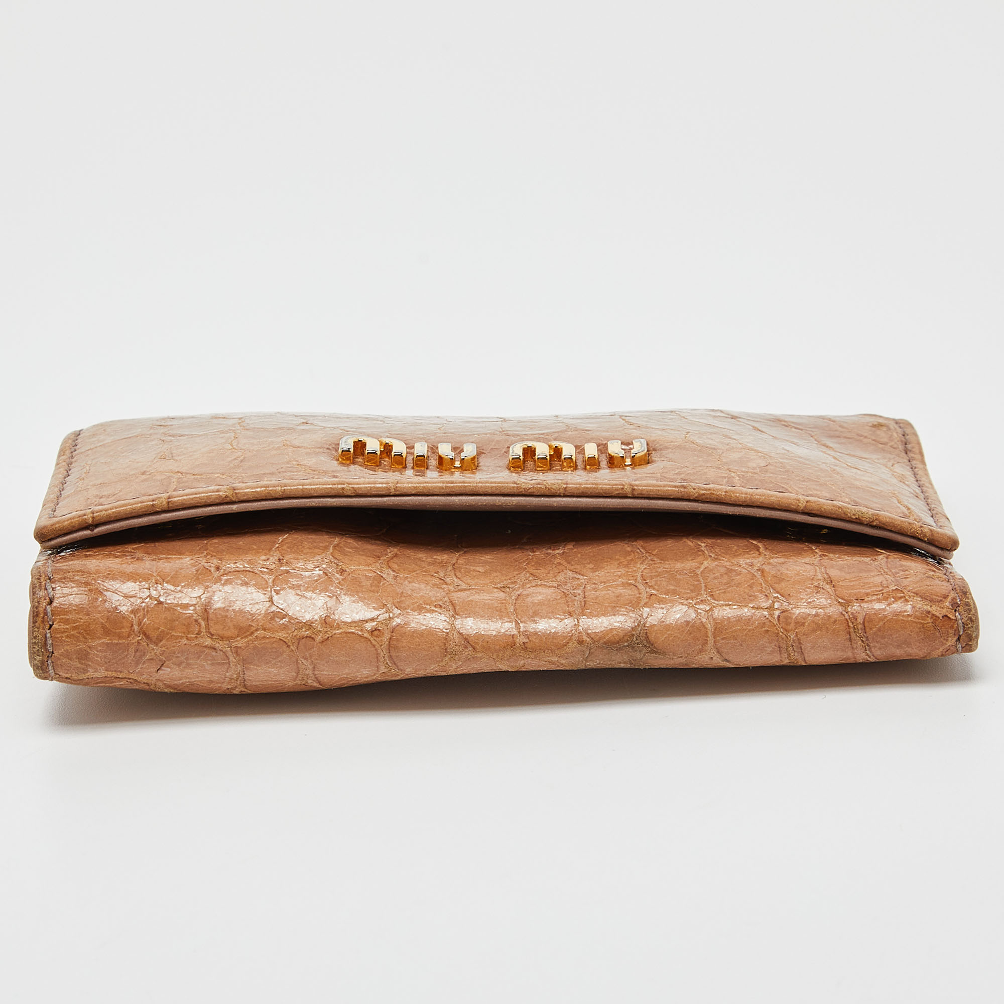 Miu Miu Dusty Pink Croc Embossed Leather Key Holder