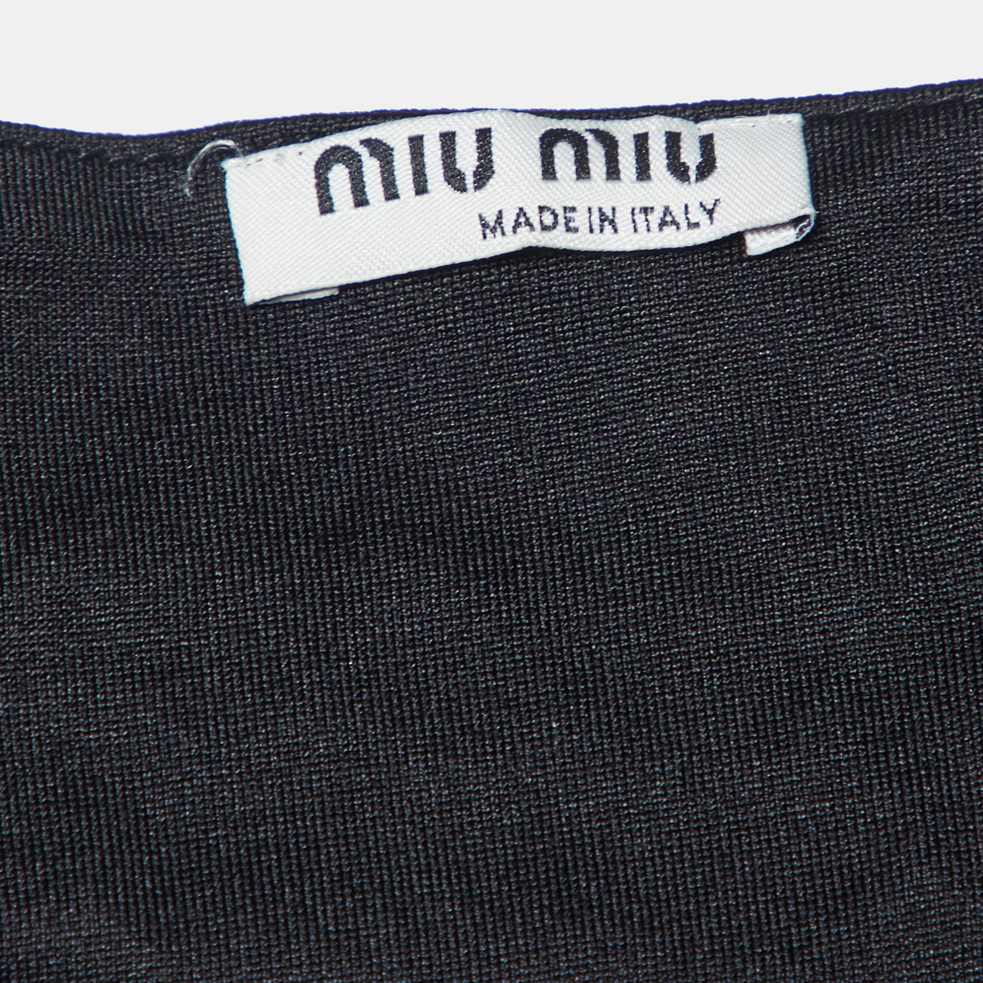 Miu Miu Black Silk Pleated Top S