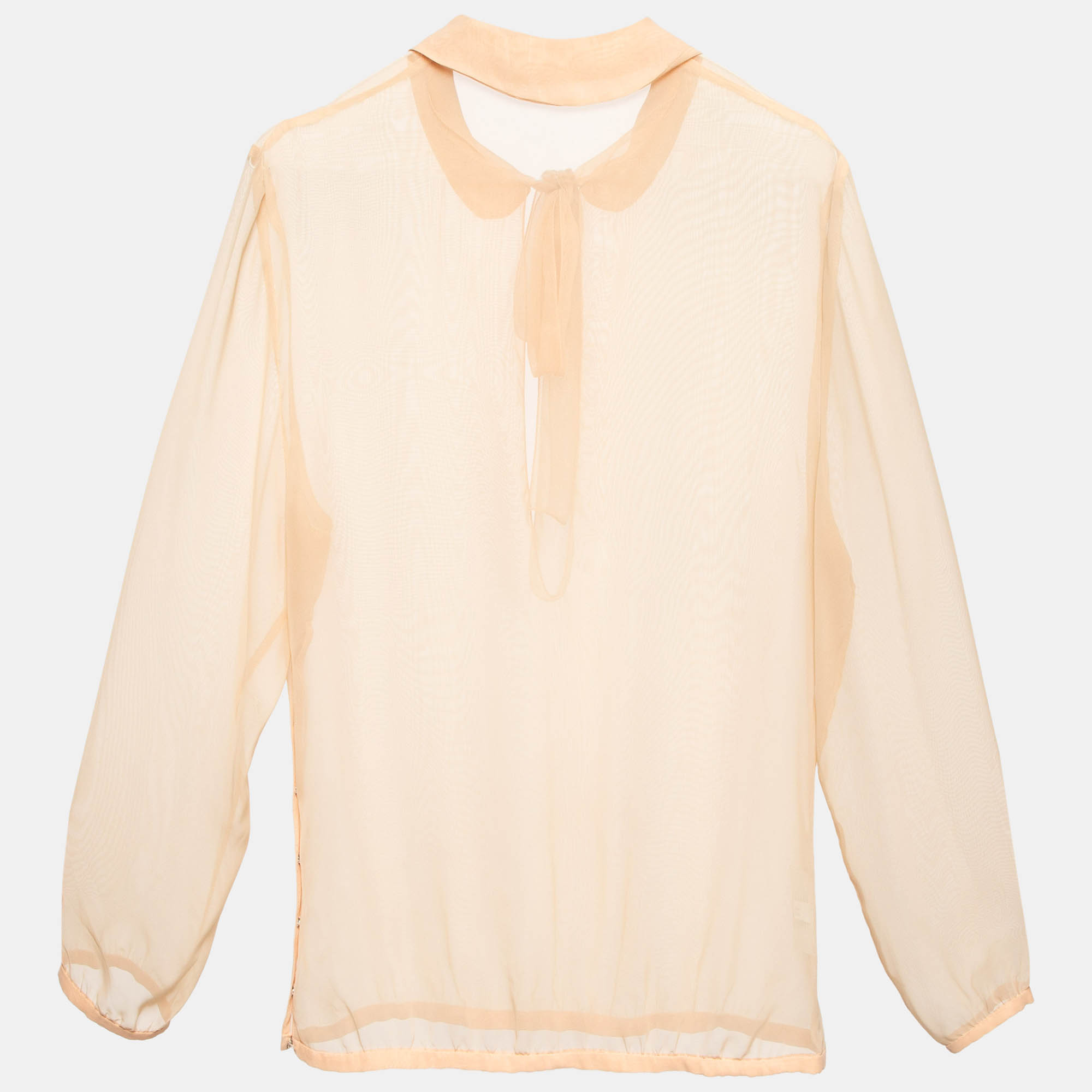 Miu Miu Beige Chiffon Sheer Blouse M