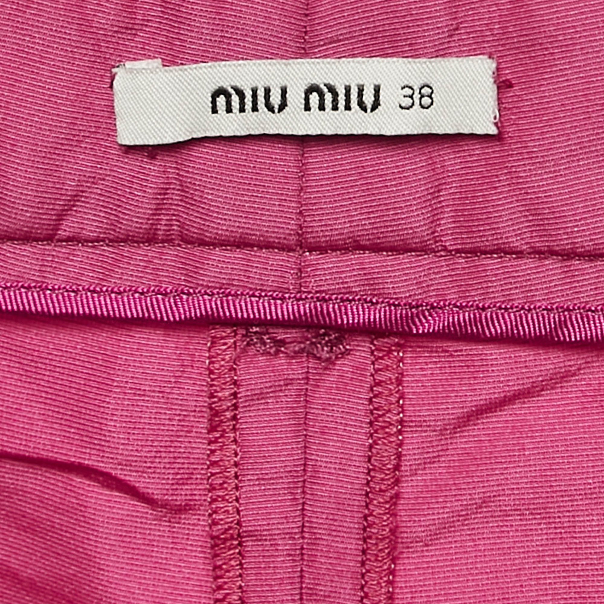 Miu Miu Pink Synthetic Pleated Shorts S